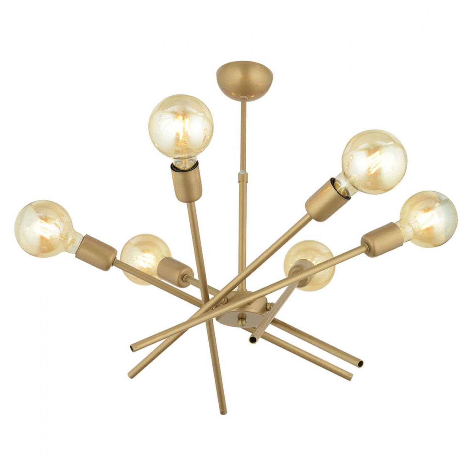 Таванна лампа с множество лампи, в златен абажур. 60x70 см