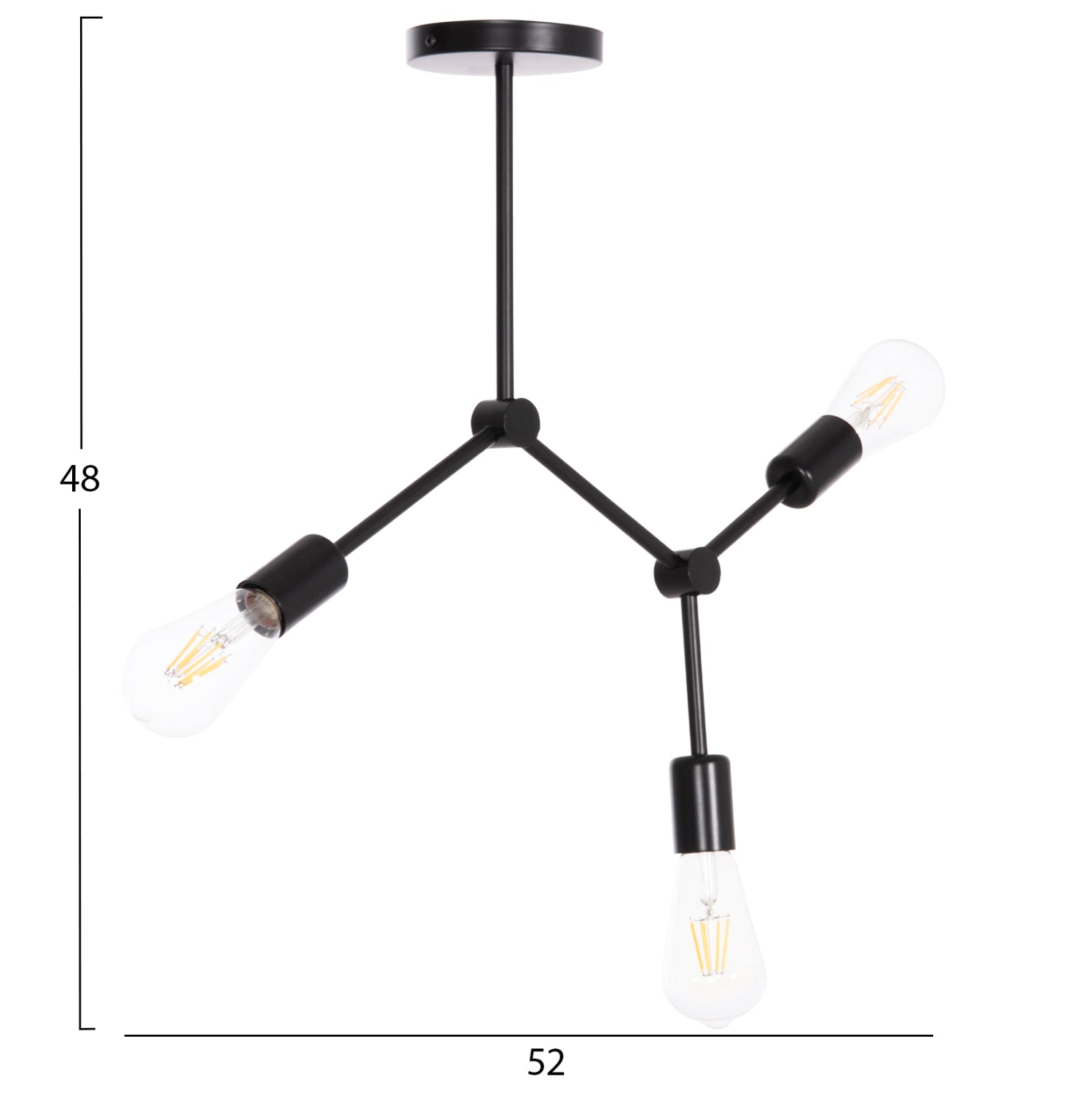 Таванна лампа  LIGHTY черен метал 52x5x48см