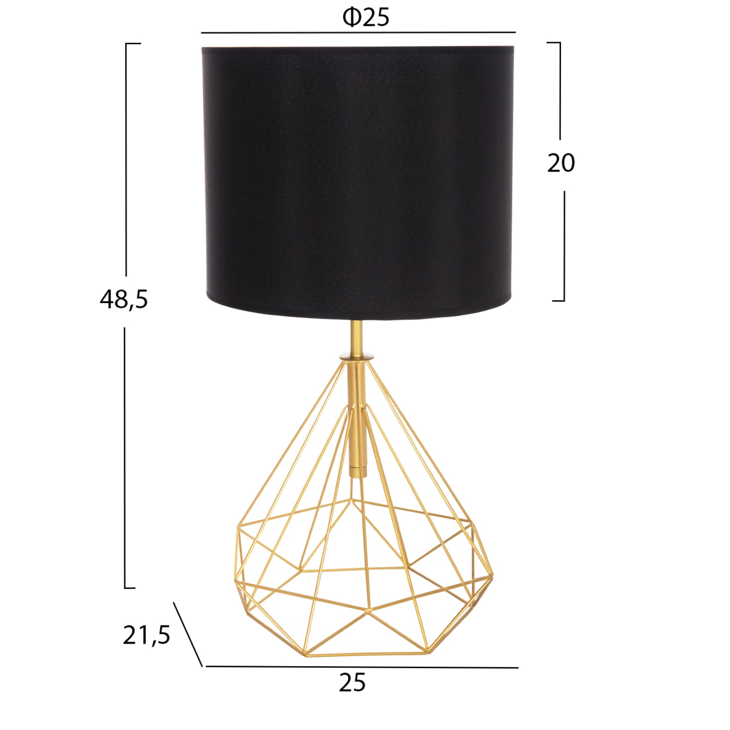 Настолна лампа Geilo златист металик - черна pvc шапка φ25x48.5см