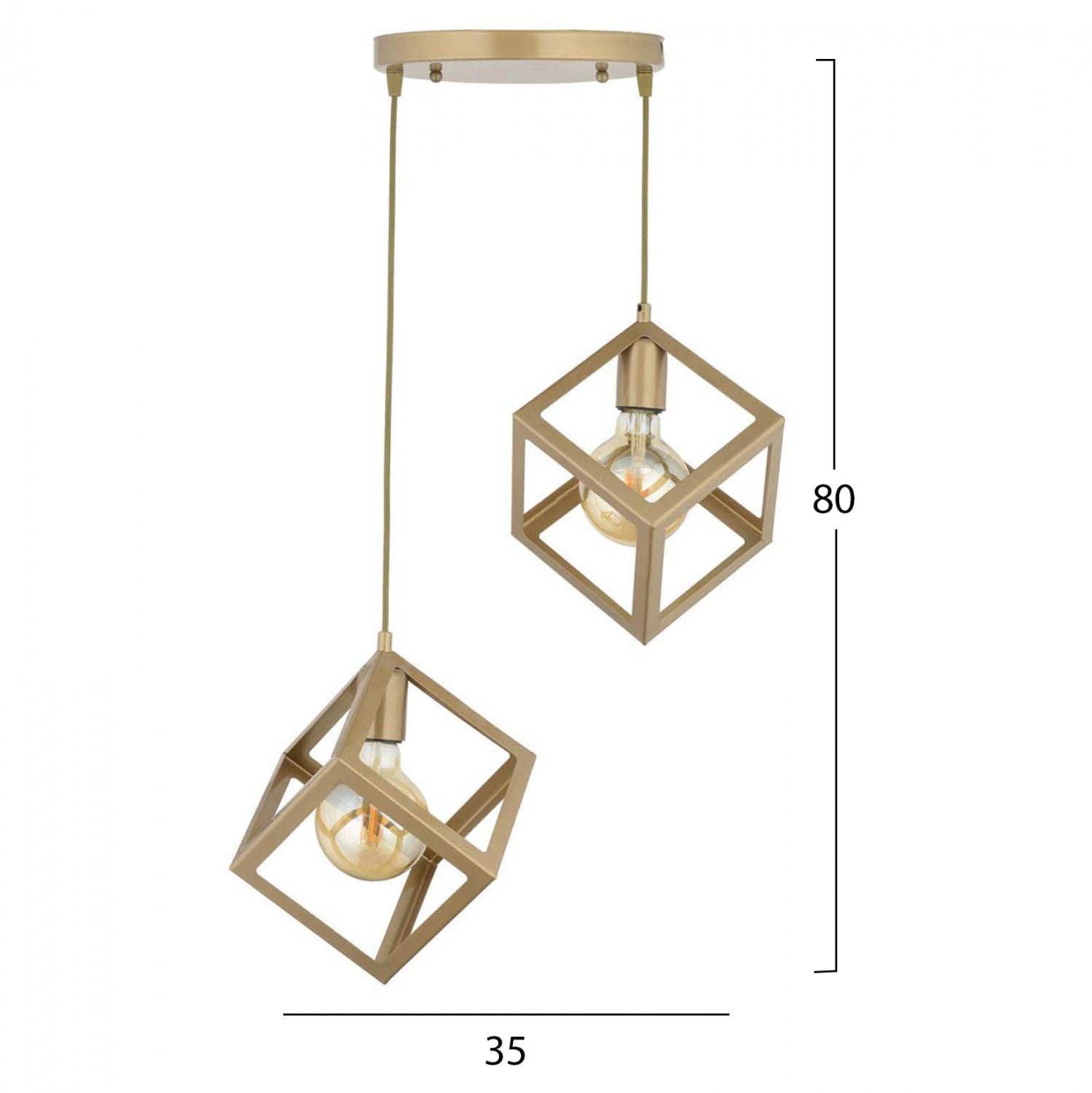 Таванна лампа Лилия златист цвят 35x80см