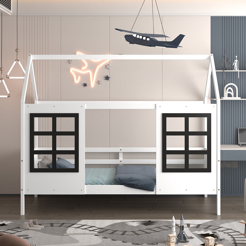 Детско легло DOMER montessori  от борова дървесина в бяло за матрак 90x190см.