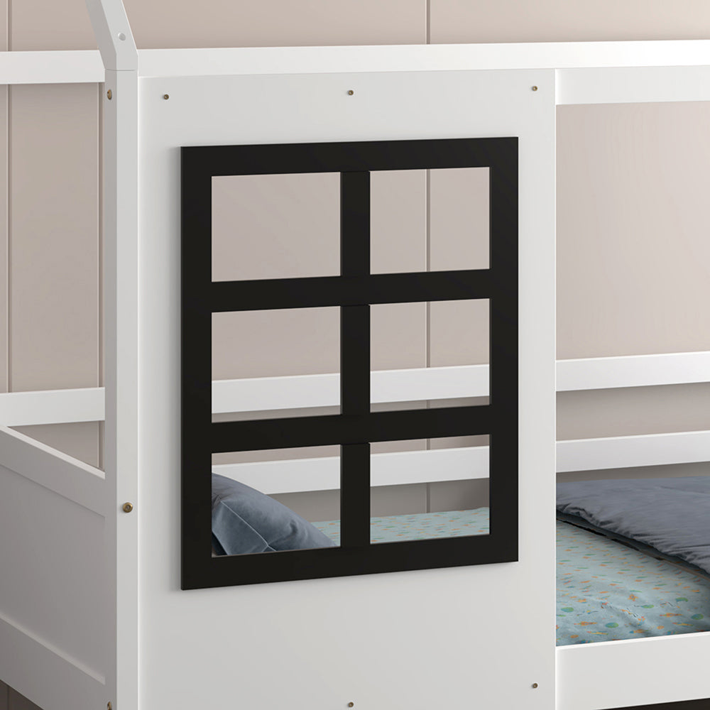 Детско легло DOMER montessori  от борова дървесина в бяло за матрак 90x190см.