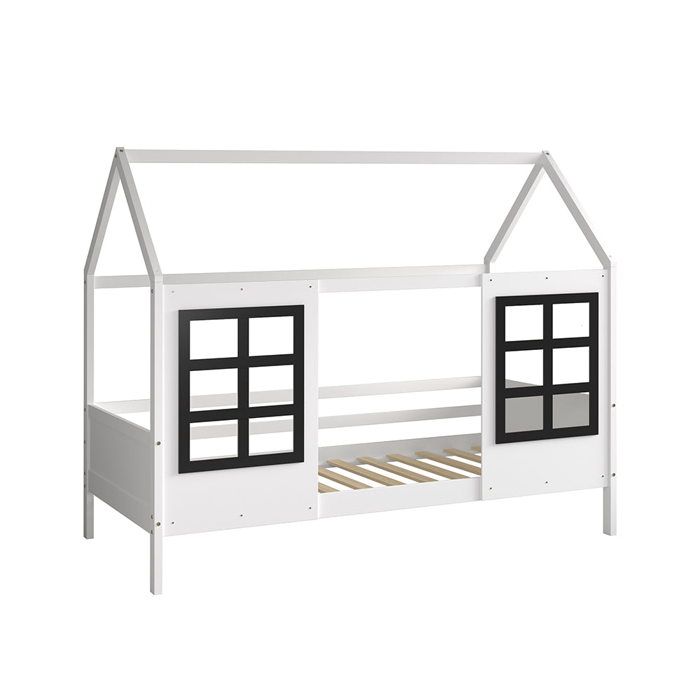 Детско легло DOMER montessori  от борова дървесина в бяло за матрак 90x190см.
