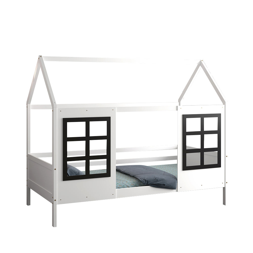 Детско легло DOMER montessori  от борова дървесина в бяло за матрак 90x190см.