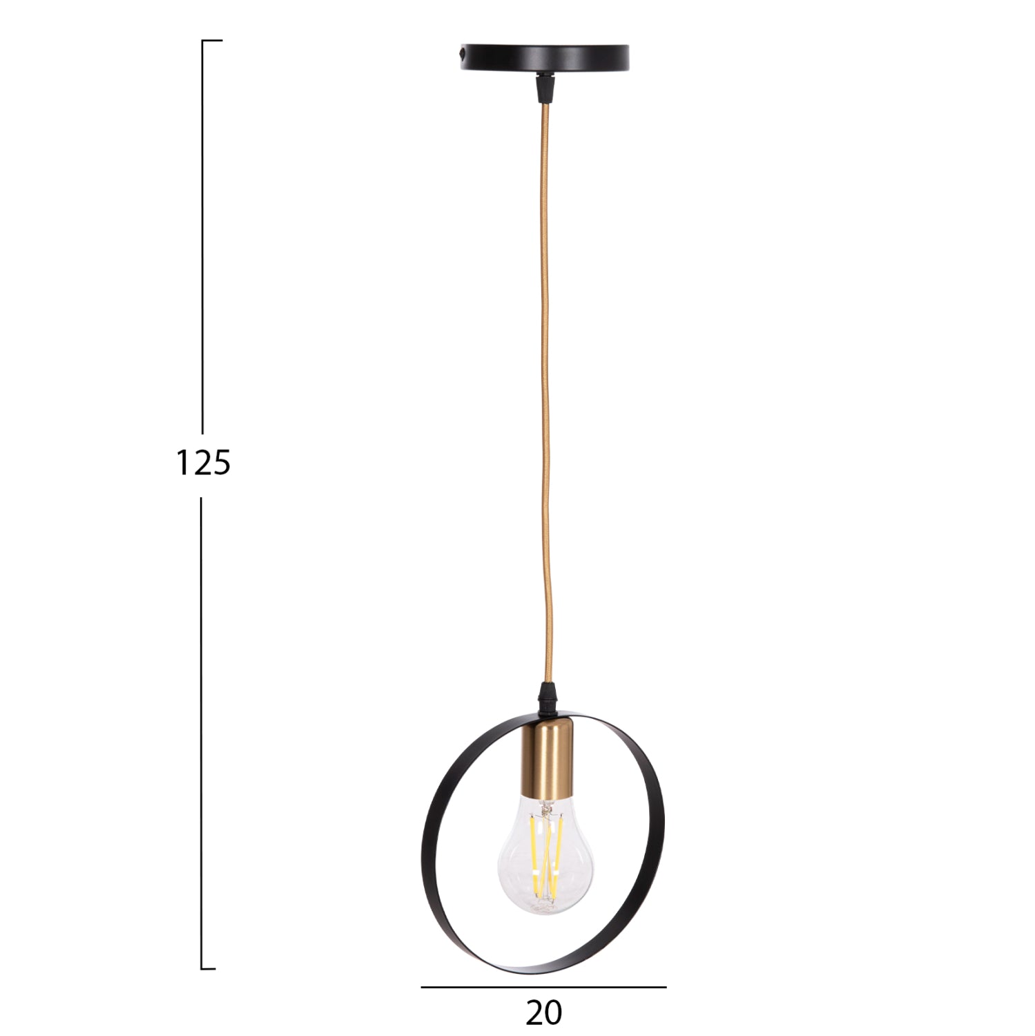 Тавнна лампа  Krent черен-златист цвят  20x4x125см