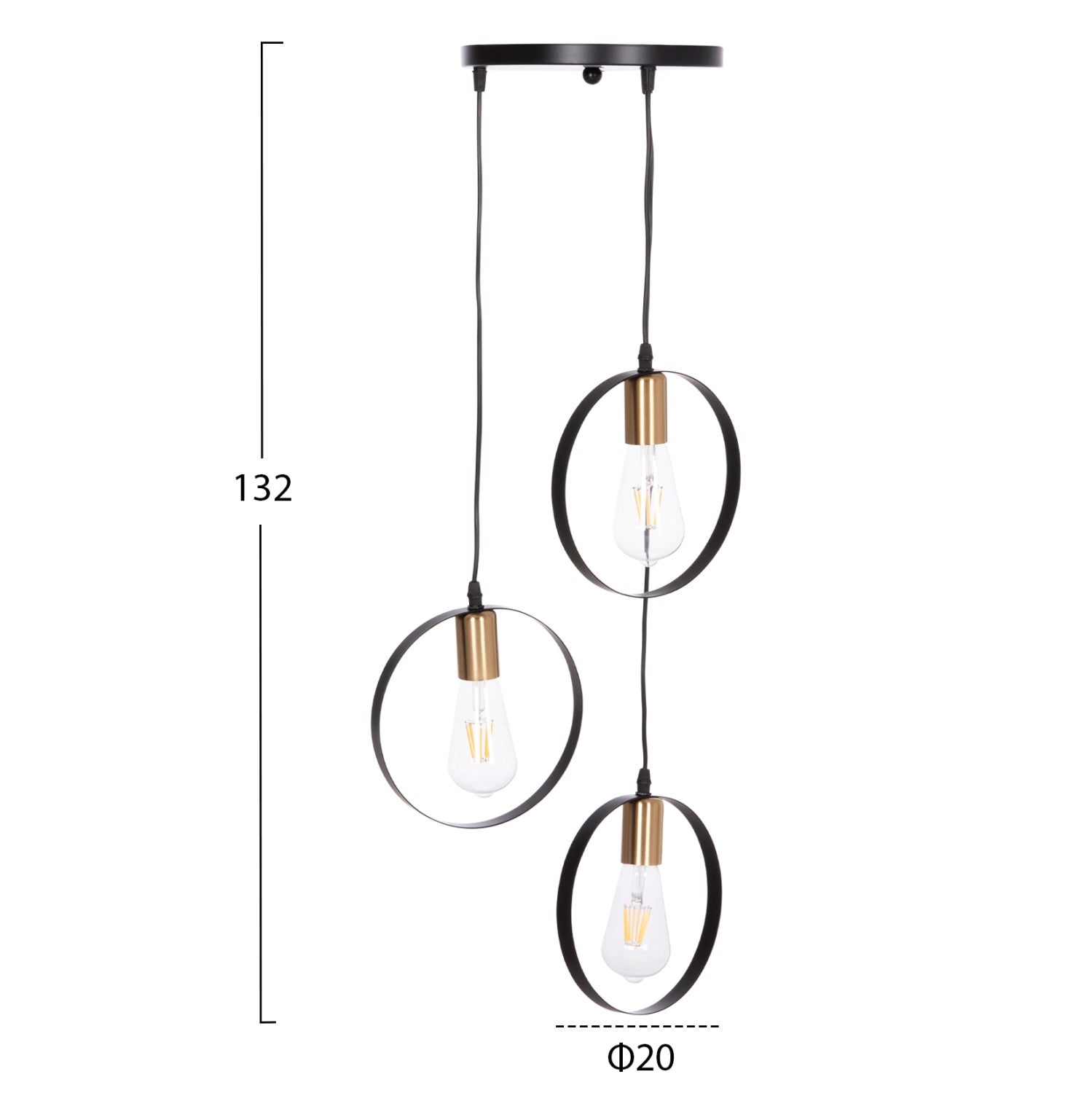 Таванна лампа  Krent черен -златист цвят  φ23.5x132всм