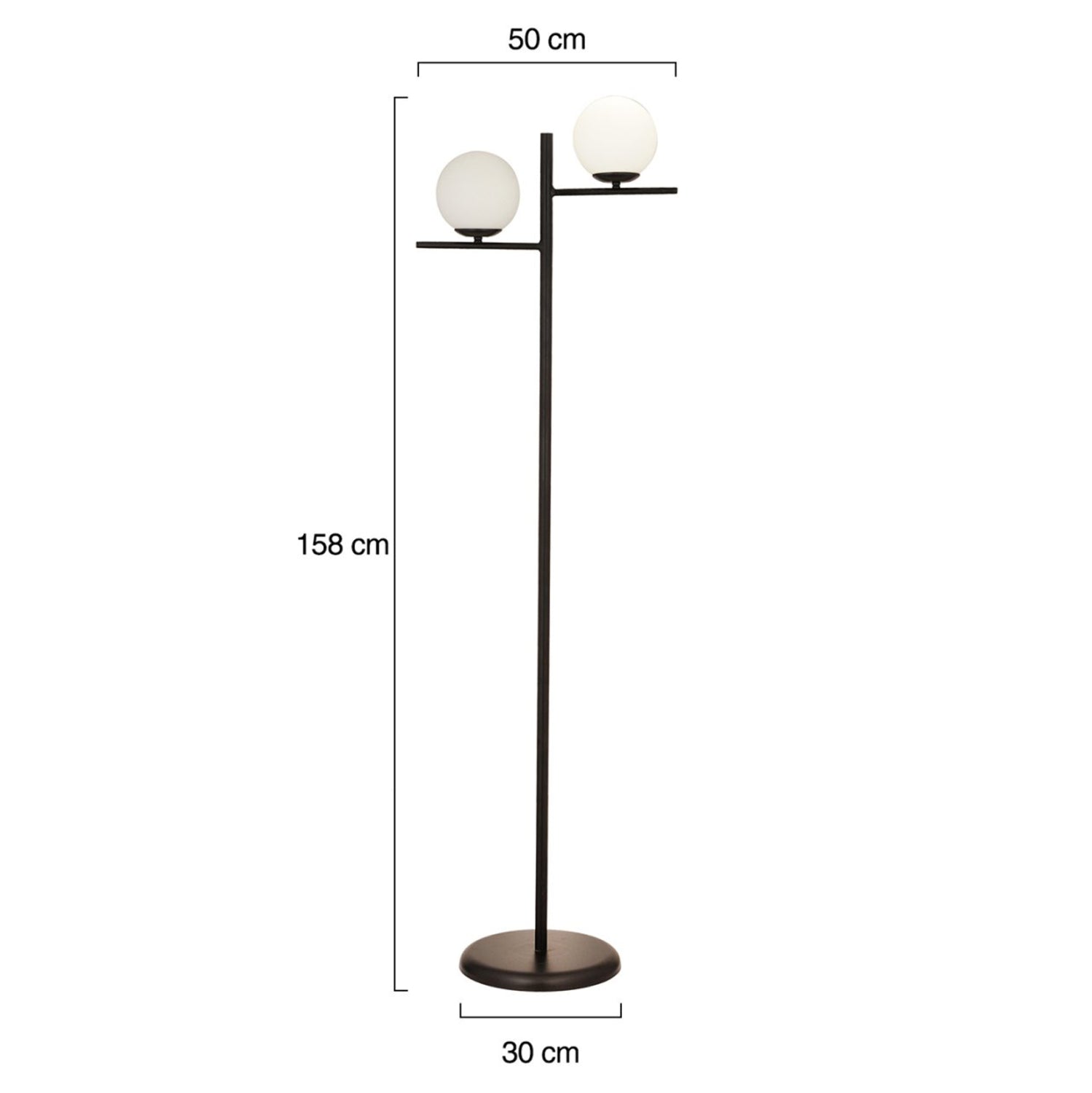 Подова лампа черен метал 30x158 см.
