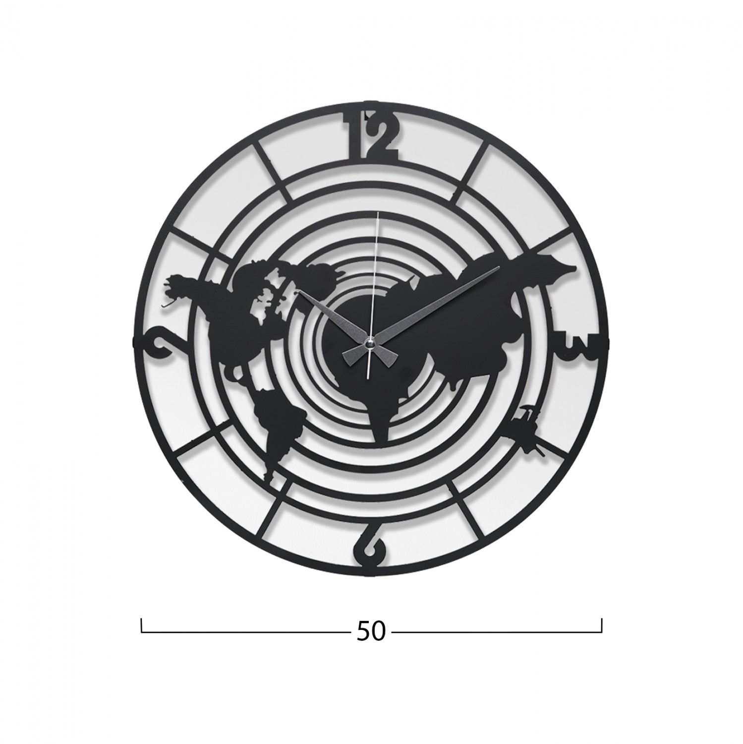 Часовник черен цвят ф50см
