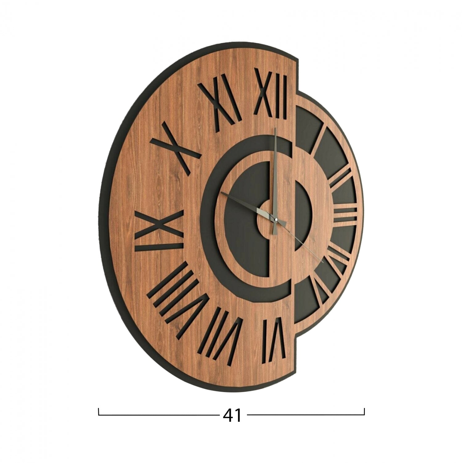 Стенен часовник черен метал с mdf d41 см.