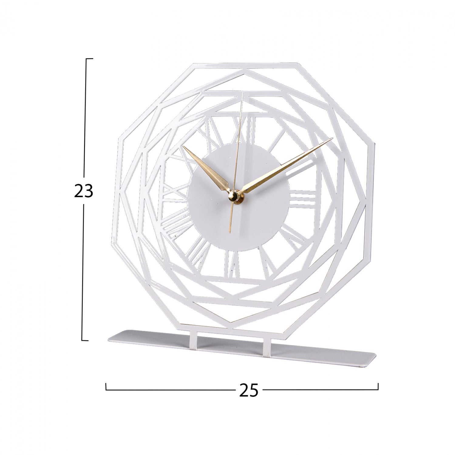 Метален настолен часовник бял цвят -25х23см