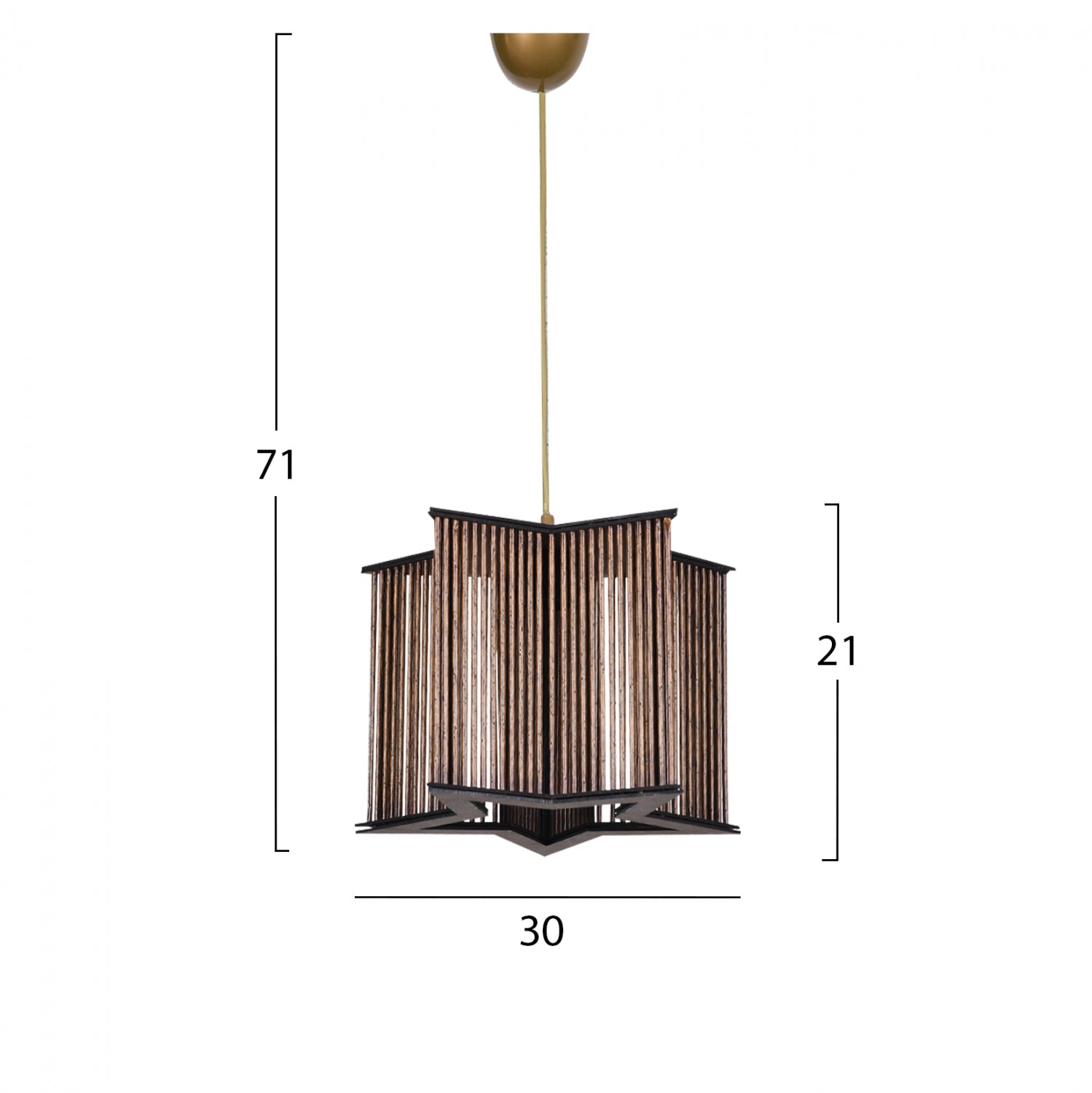 Таванна лампа 7485 черен-златист-естествен цвят 30x71см