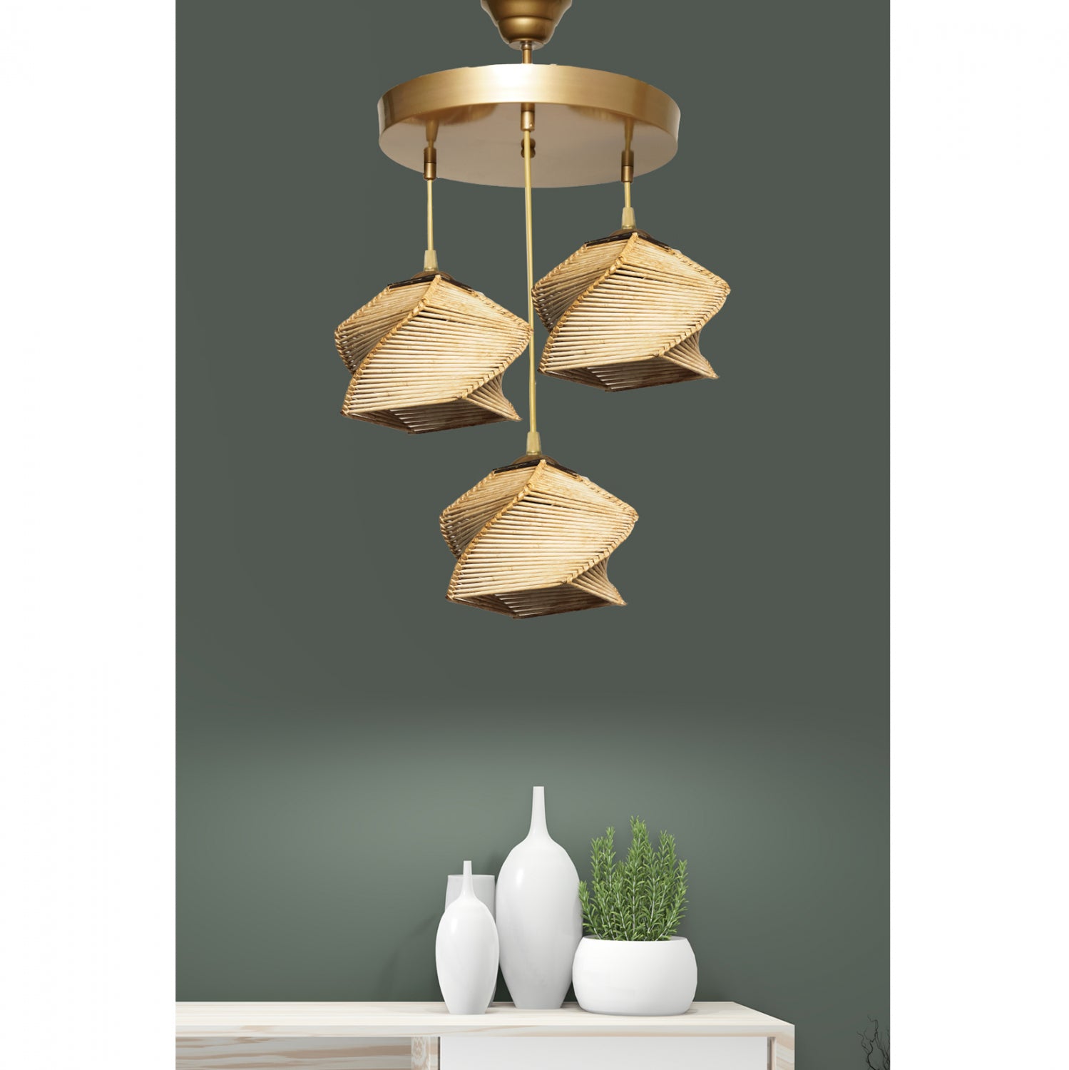 Таванна лампа 7493 естествен-златист цвят  35x35x85 см