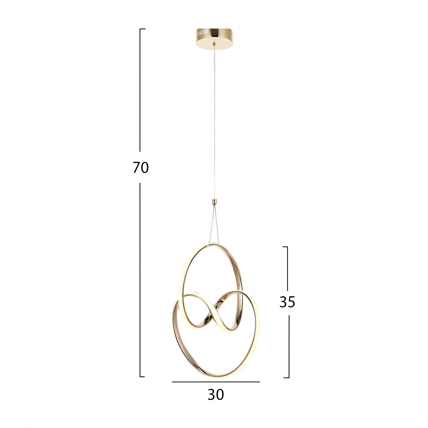 Таванна лампа Led  златист цвят  30x30x70 см