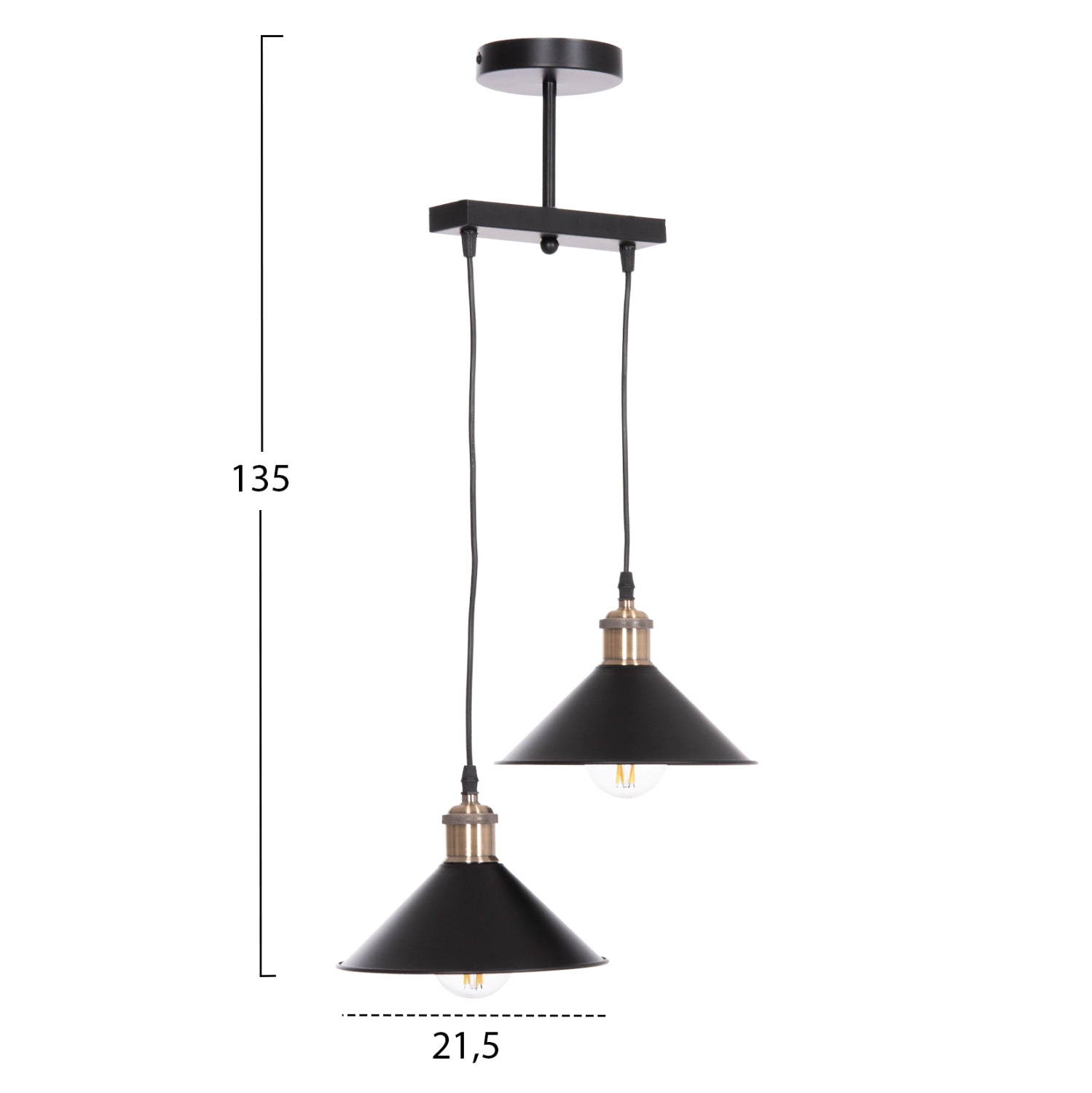 Таванна лампа BELL черен цвят  Ф21.5x135hcм