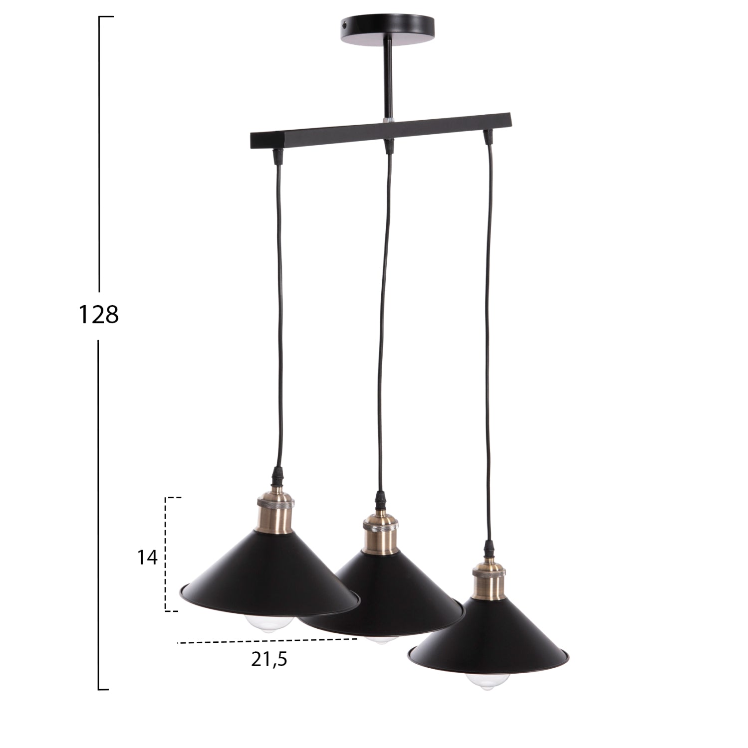 Таванна лампа BELL черен цвят  Ф21.5x128см