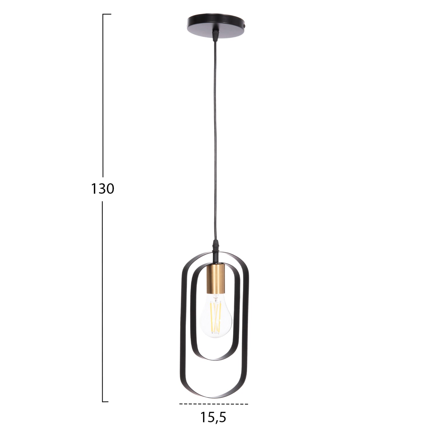 Таванна лампа   BIUT черен-златист цвят 15.5x4x130см