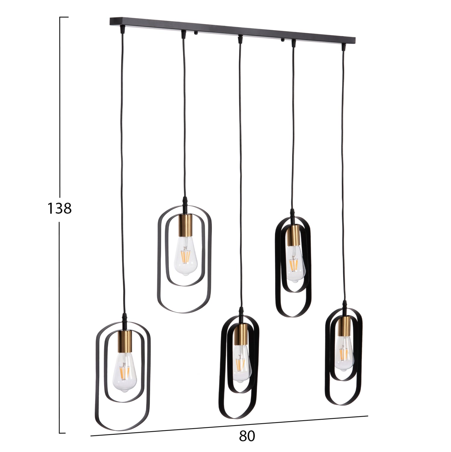 Таванна лампа  BIUT черен-златист цвят  80x6x138 см