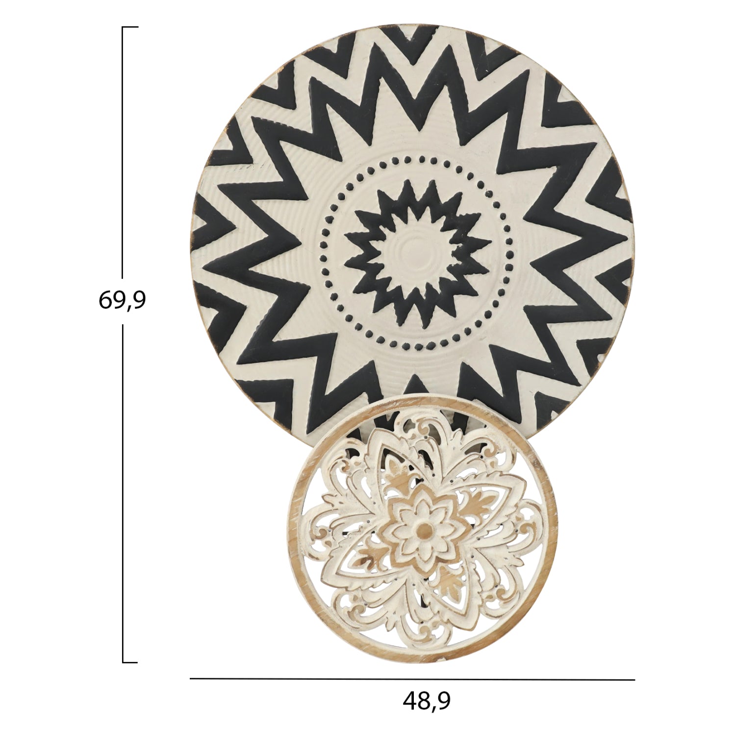 Метална декорация за стена бежов цвят с черни елементи 48.9x69.9x6.4