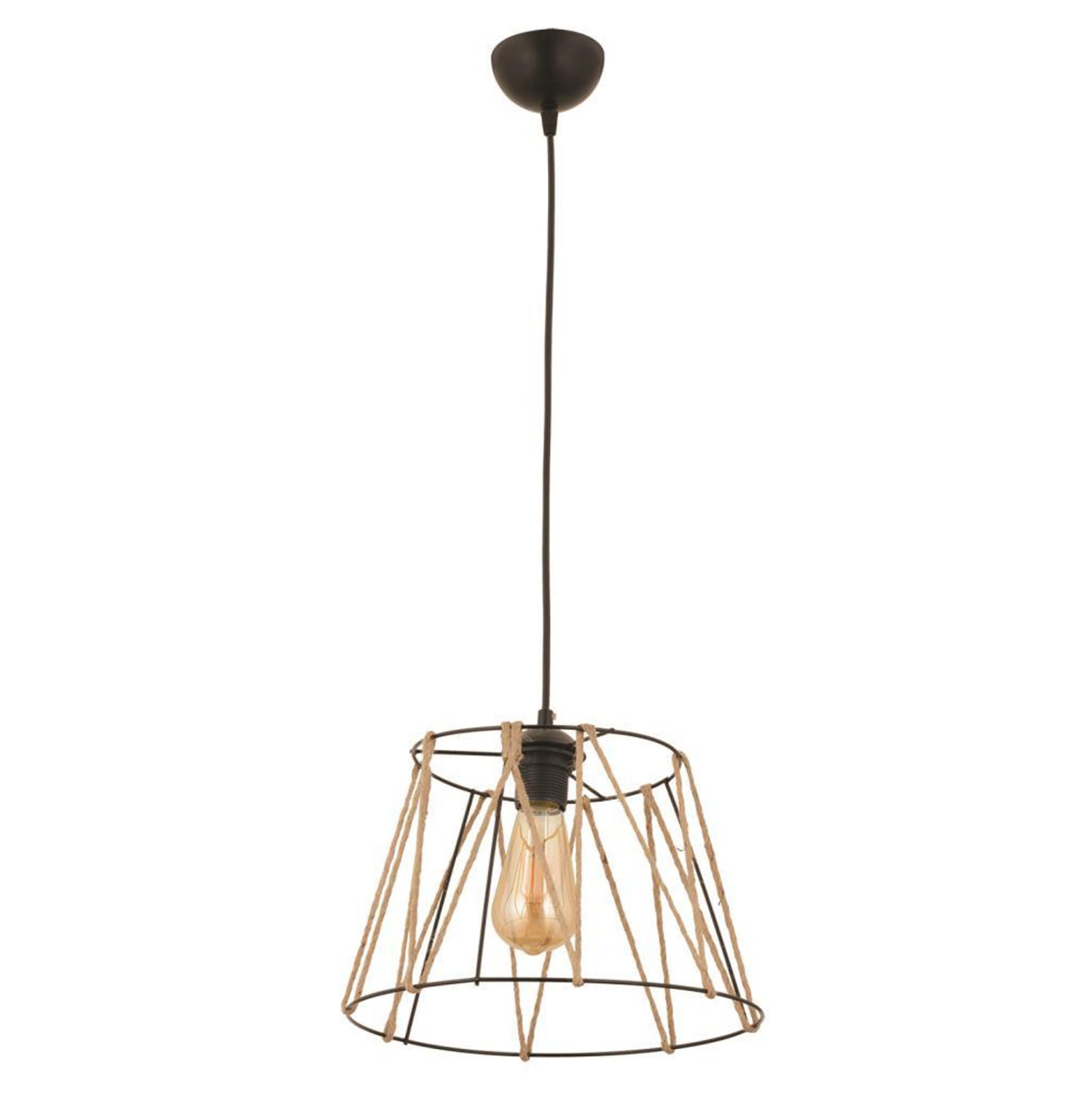 Таванна лампа Хана черен-естествен цвят  Φ30x81см