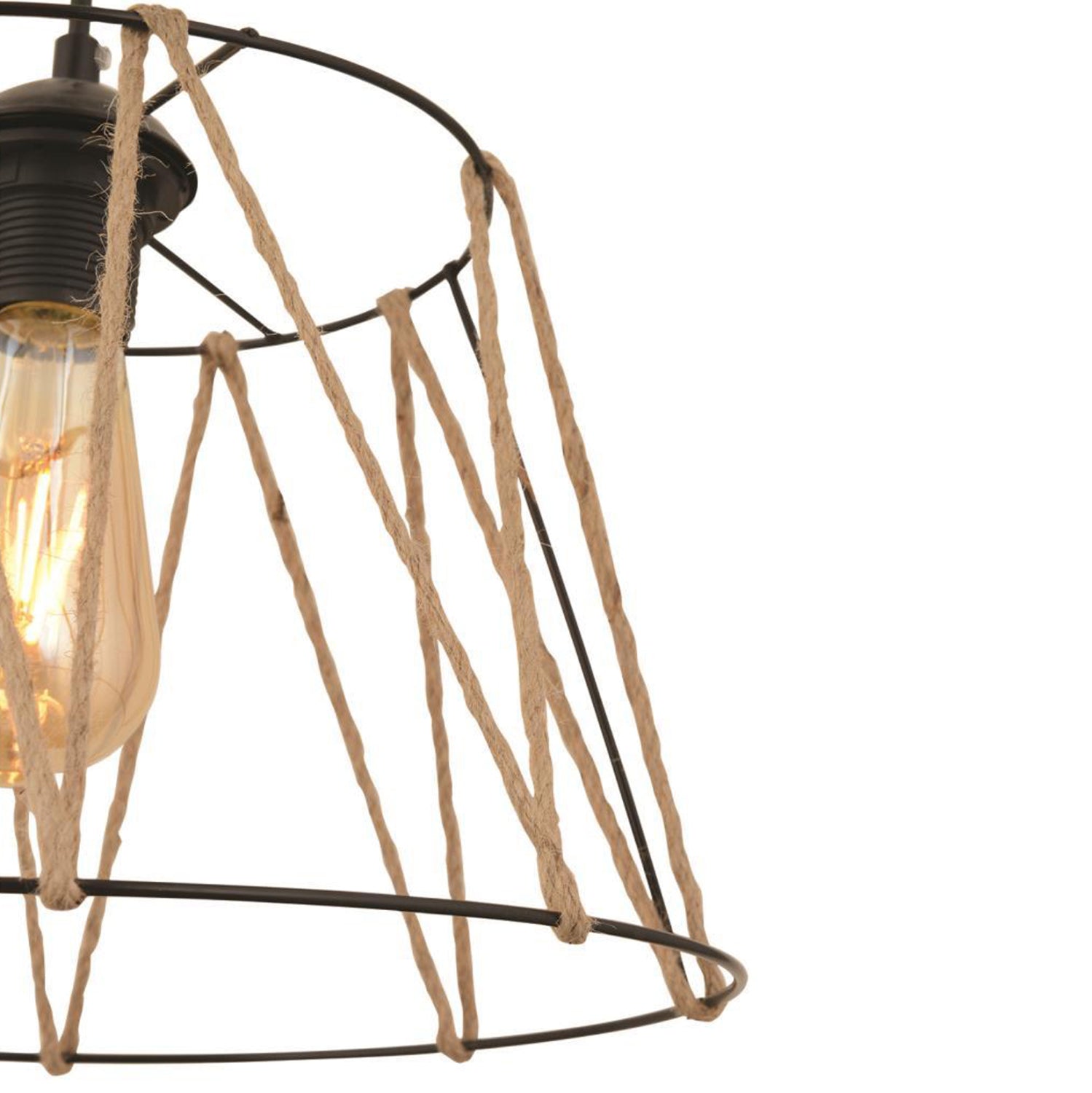 Таванна лампа Хана черен-естествен цвят  Φ30x81см