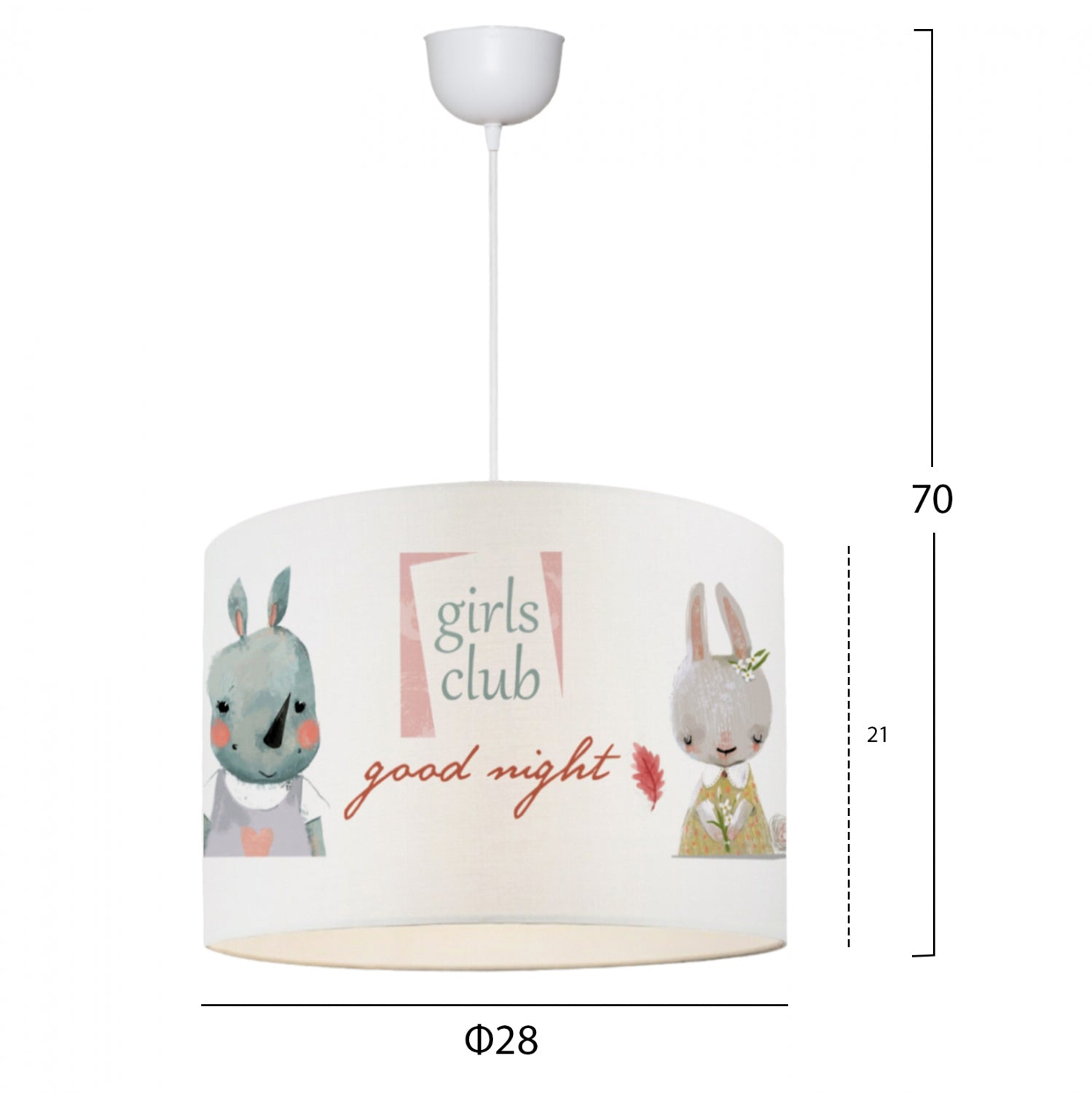 Детски полилей животни бял цвят φ28x70см