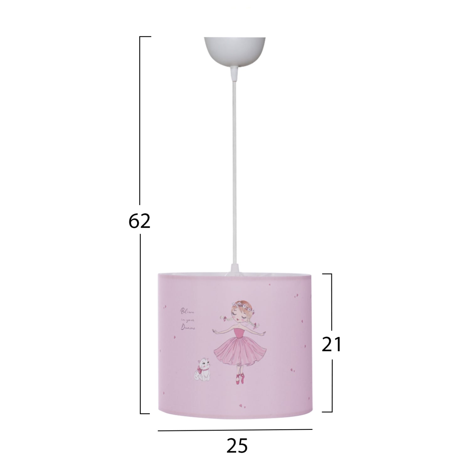 Детска таванна лампа с платнена шапка с балерина φ25x21-62см