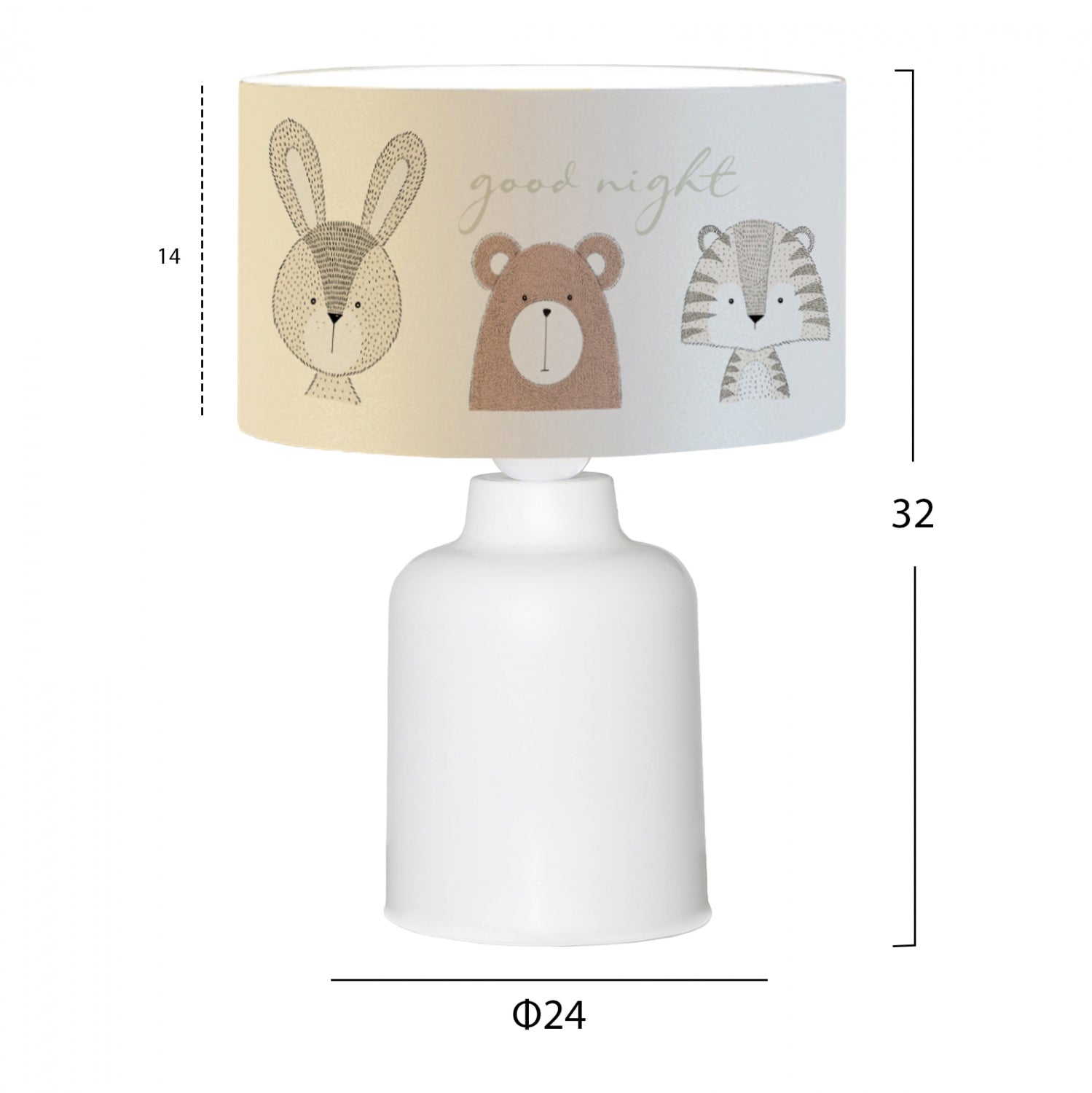 Детска настолна лампа  Cute животни Ф24x32см