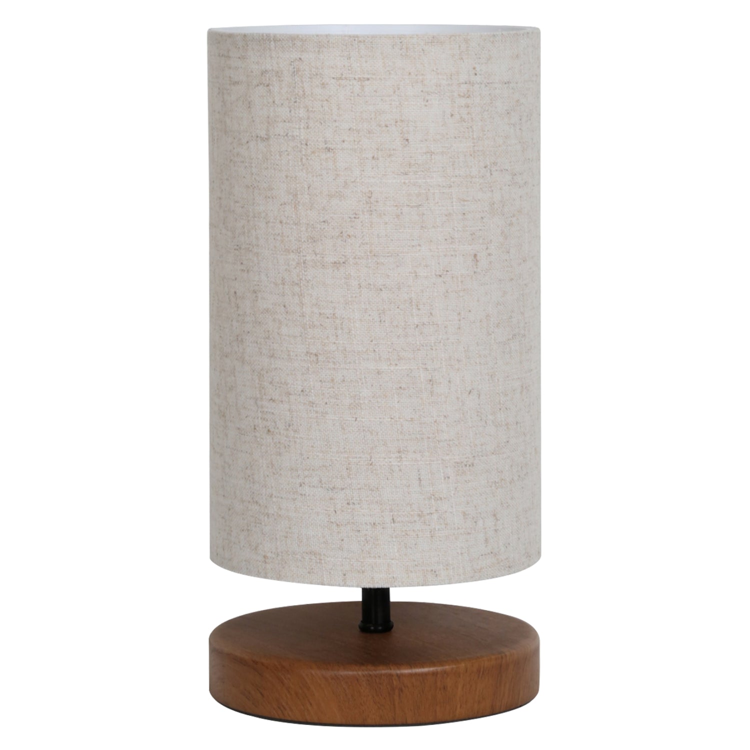 Дървена настолна лампа с плетена ракита, кафява с кремава 15x30см