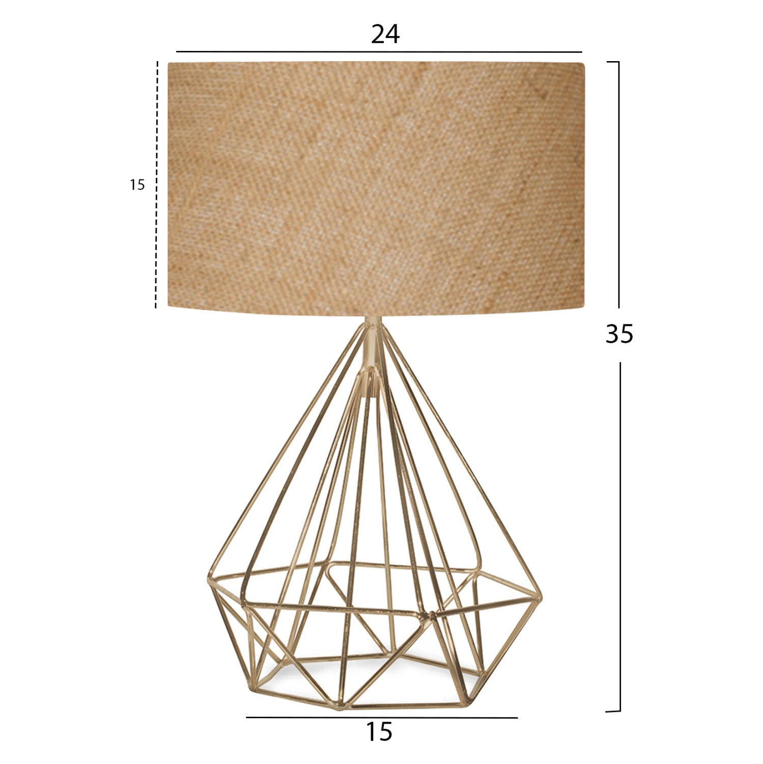 Метална настолна лампа бежово-златиста
