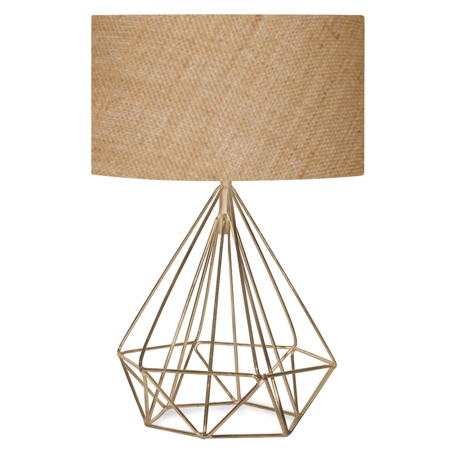 Метална настолна лампа бежово-златиста