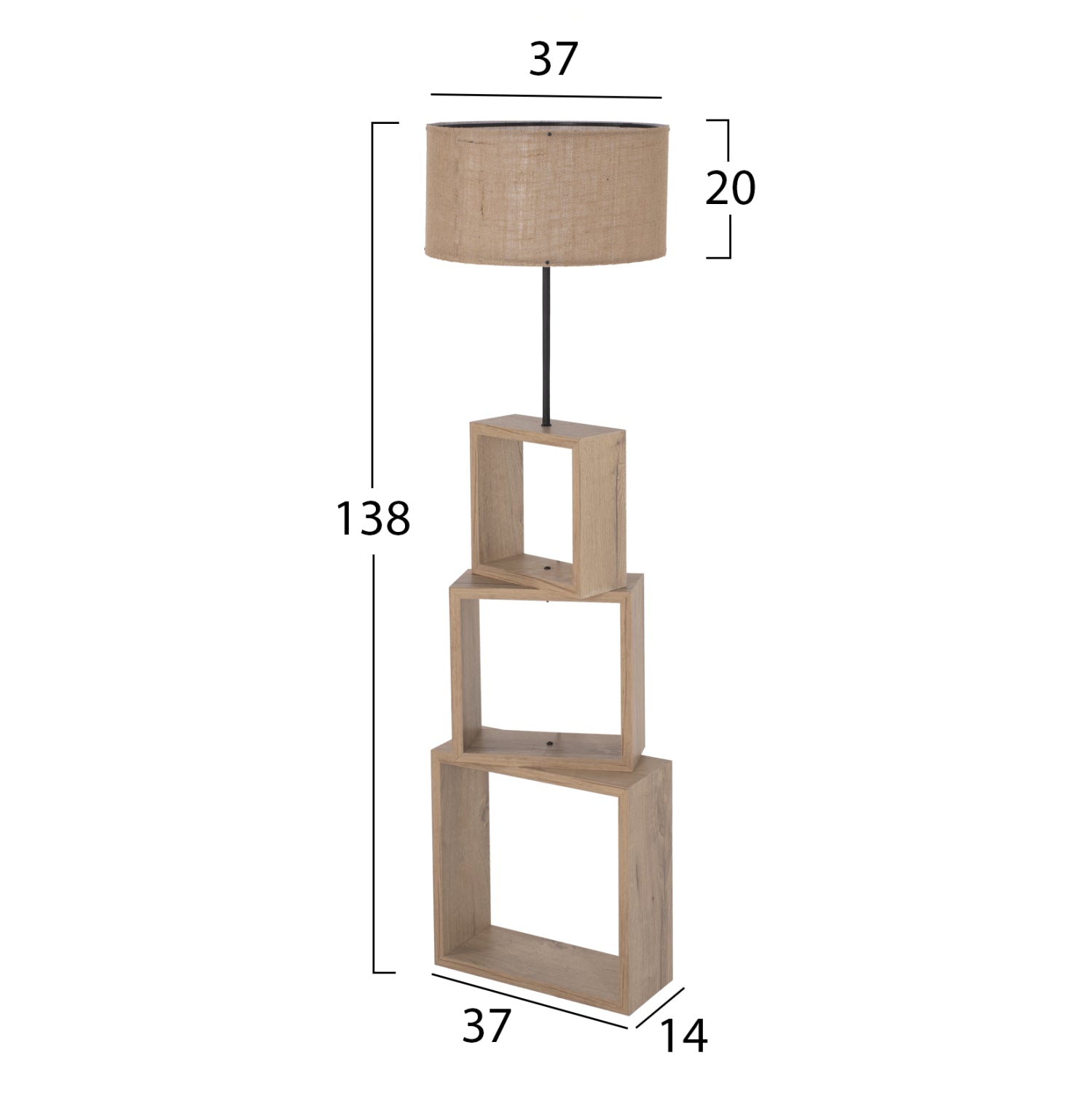 Подова лампа от mdf в цвят сонома-бежов, φ38x140всм.