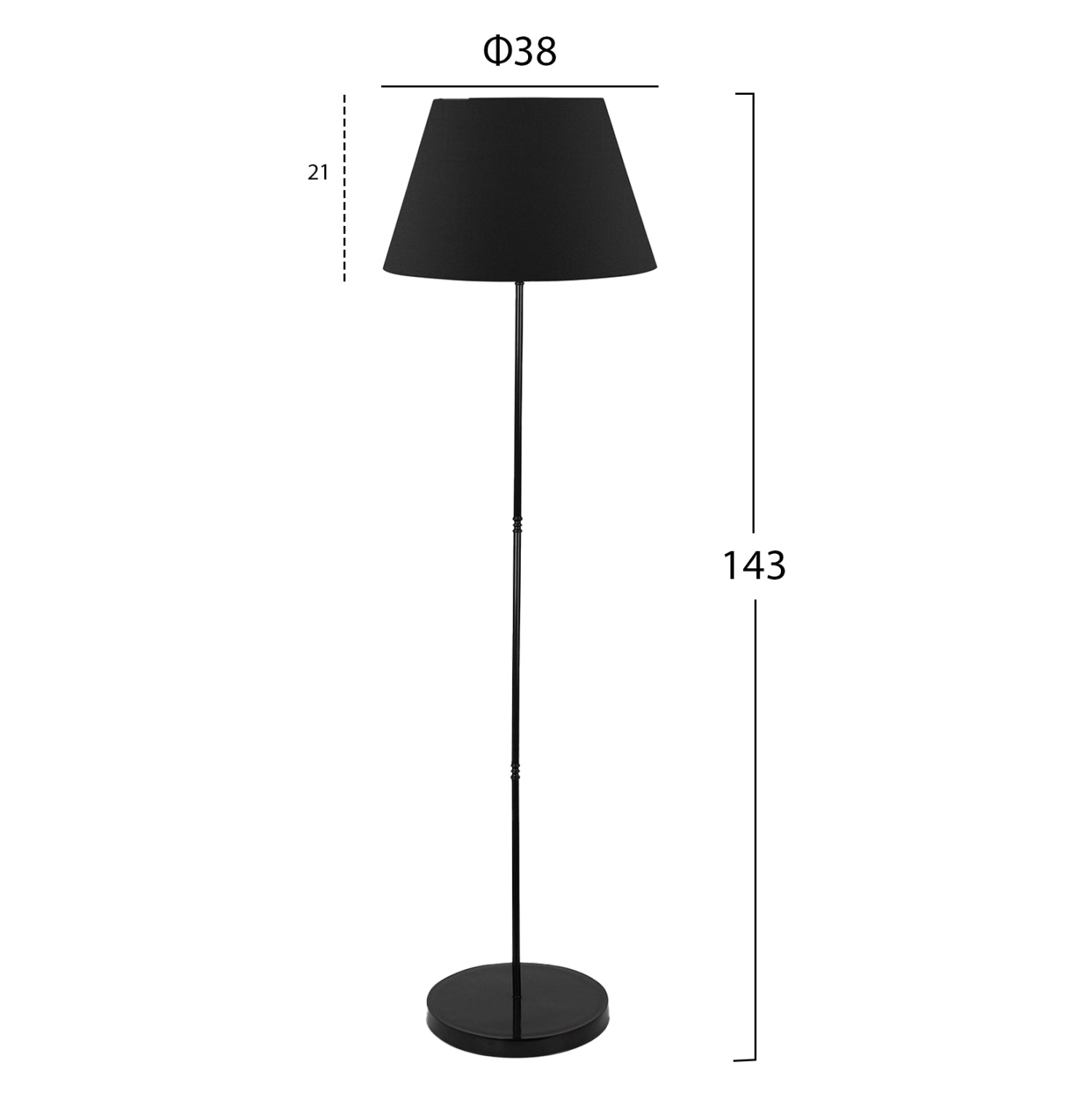 Подова лампа Дария черен цвят  Φ38x143см