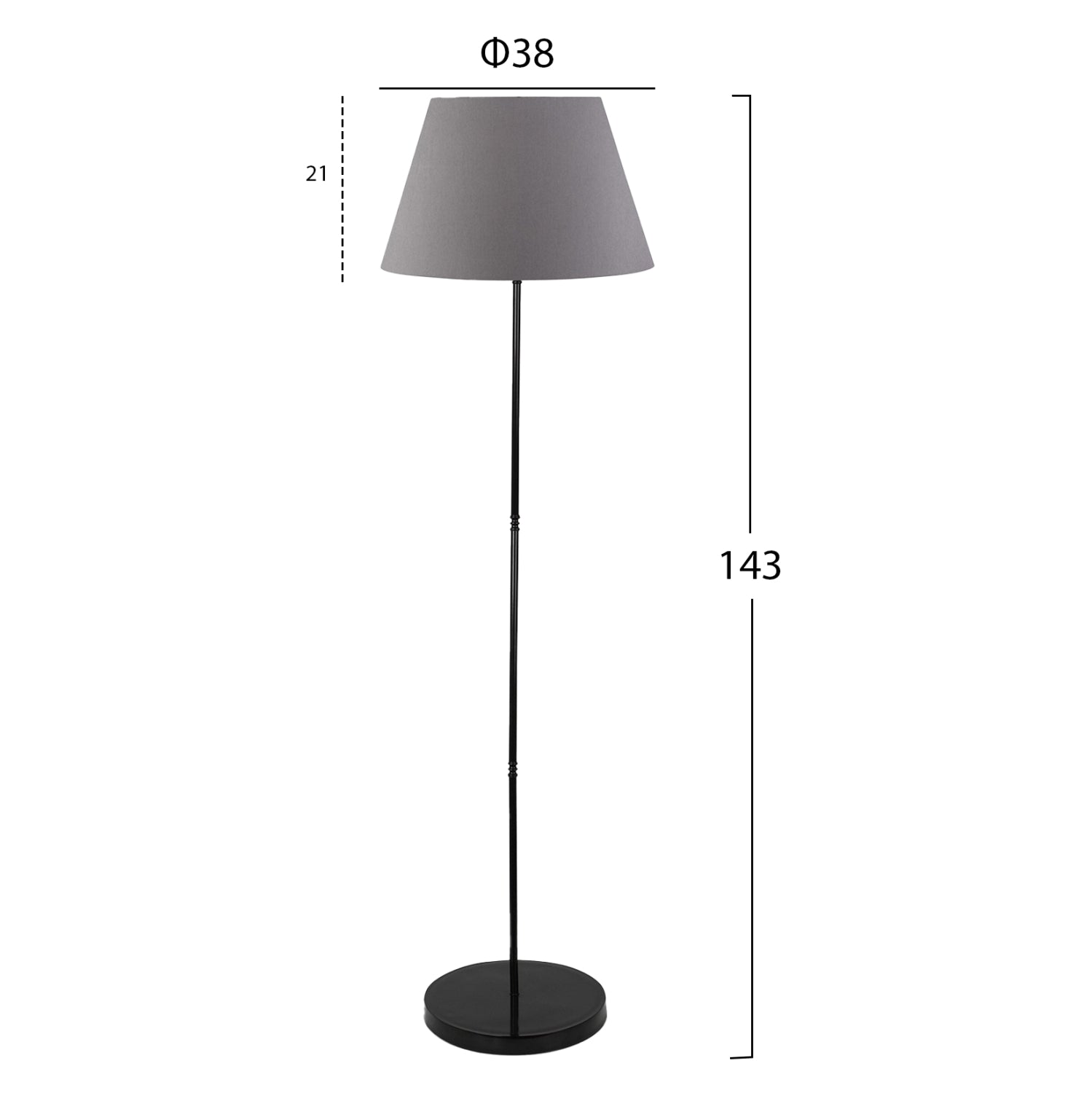 Подова лампа Дария черен-сив цвят Φ38x143 см