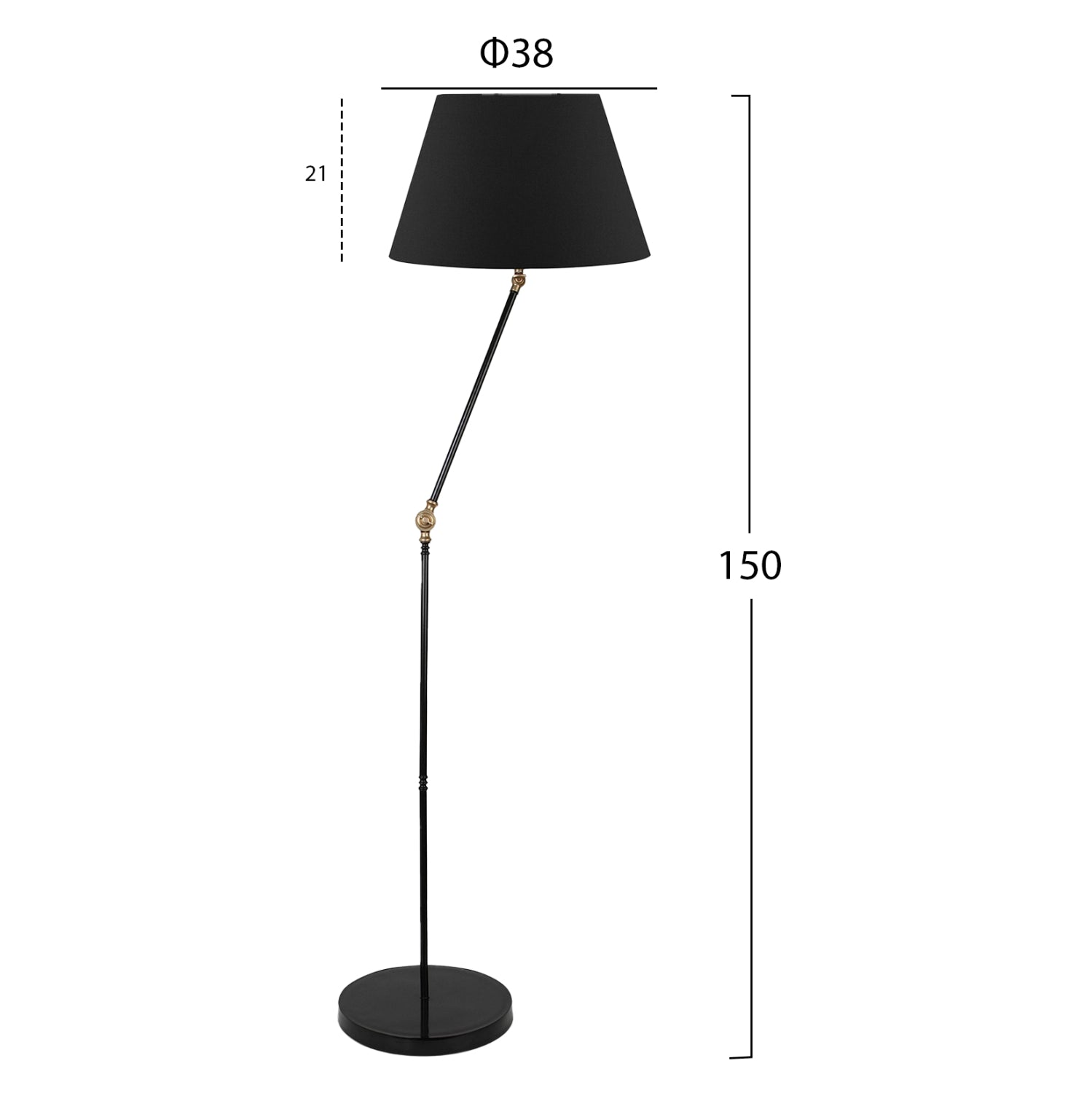 Подова лампа Адел черен цвят  Φ38x150 см
