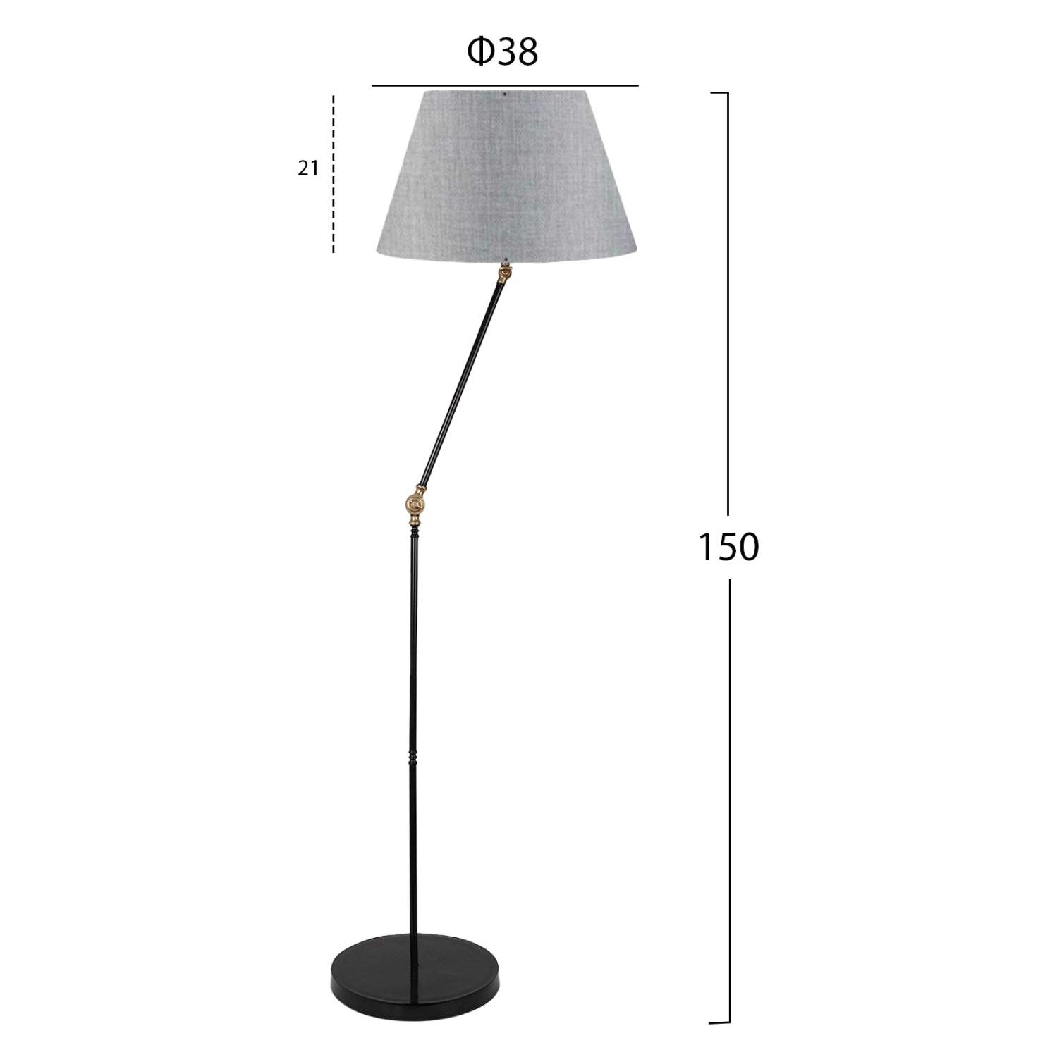 Подова лампа цвят сив-черен φ38x150см