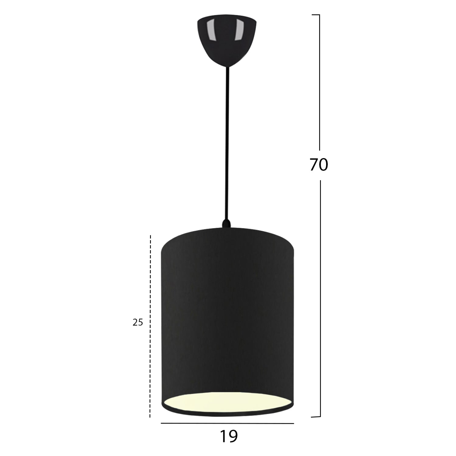 Черна таванна лампа Сити 19/70см