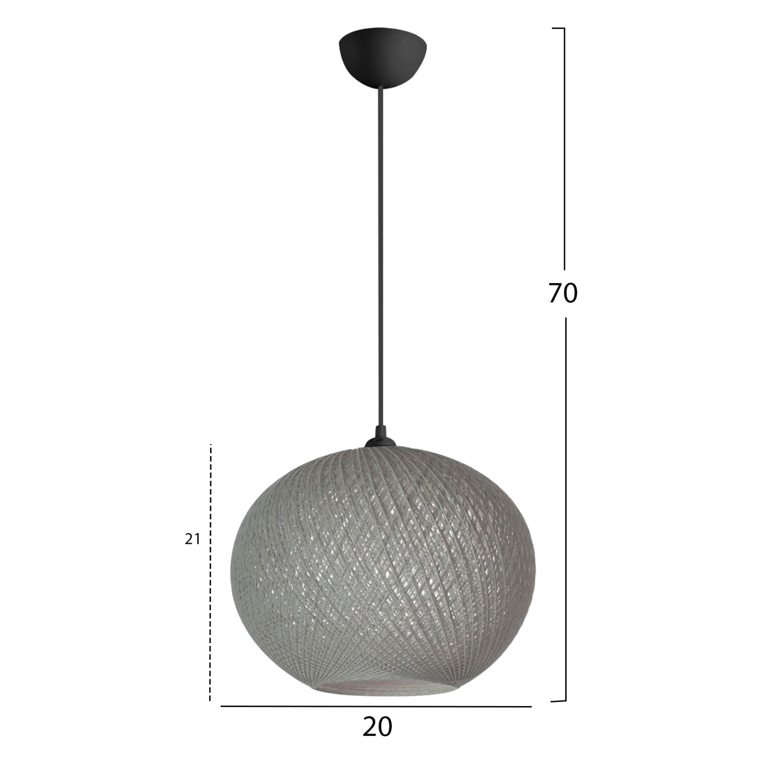 Вътрешна висяща лампа  светло сива φ20χ70υсм