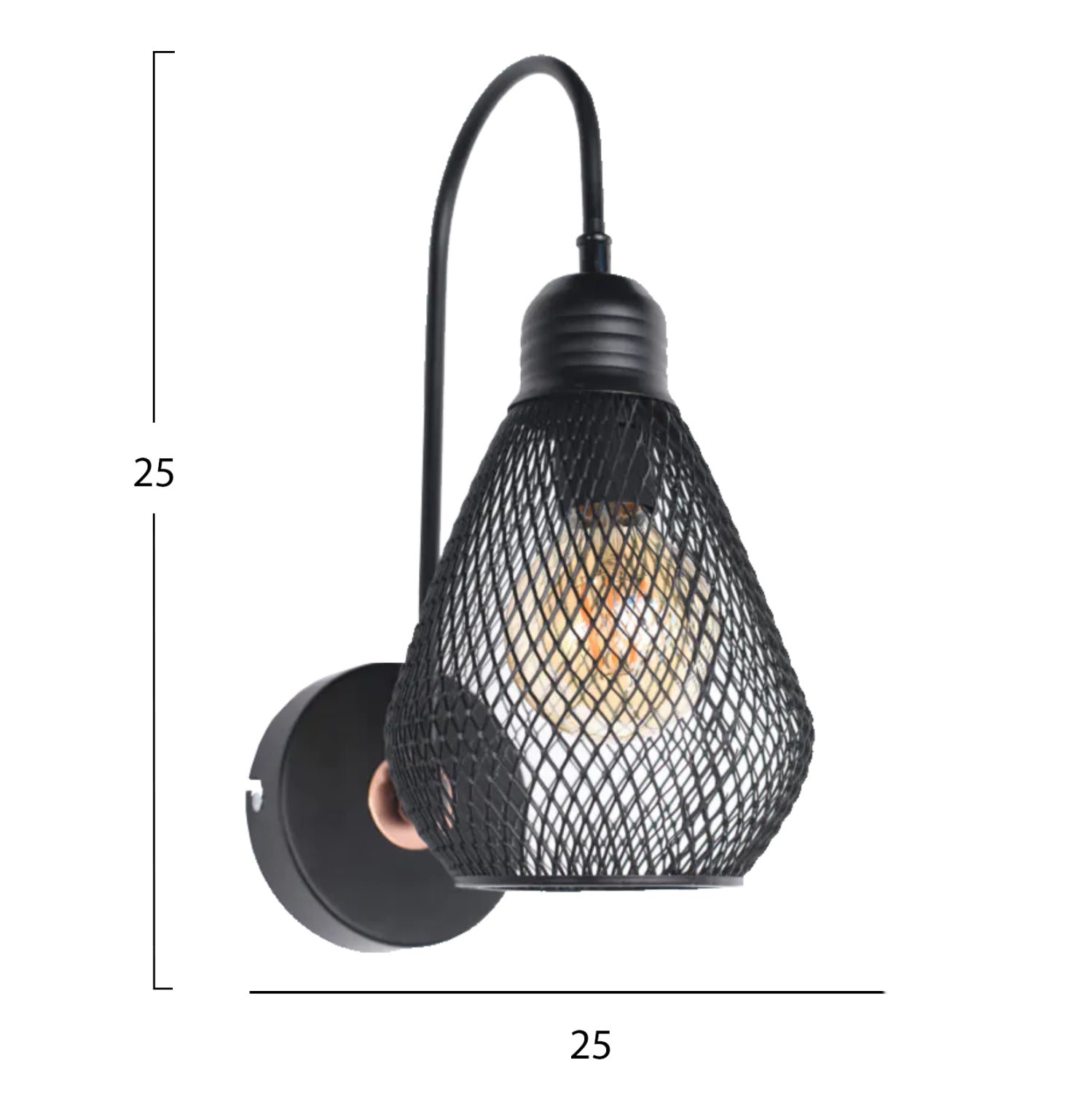 Аплик за стена 7639 черен цвят 25x25x25 см