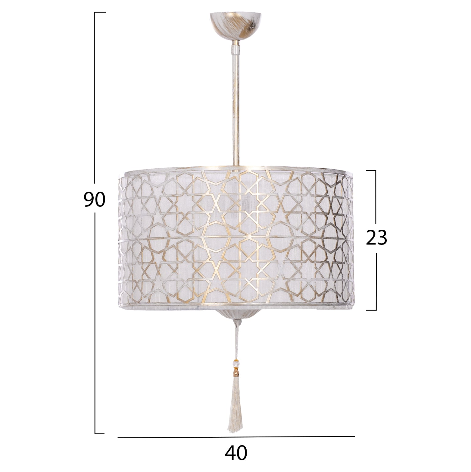 Таванна лампа 7647 цвят бял-златист Φ40x90см