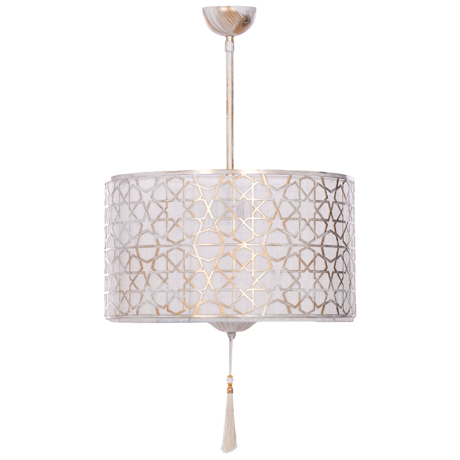 Таванна лампа 7647 цвят бял-златист Φ40x90см