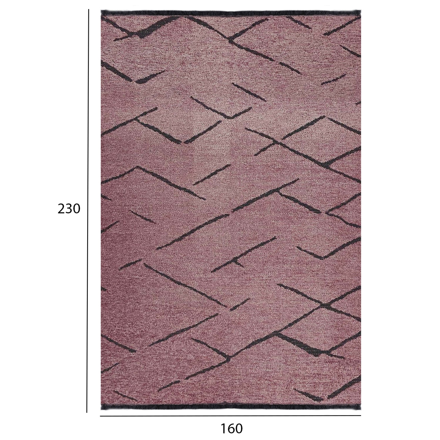 Килим 160х230 -розов-черен цвят