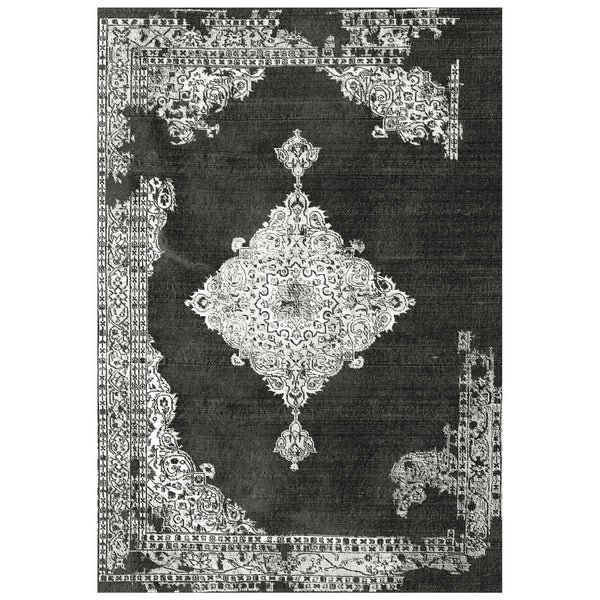 Килим 160х230 -цвят черно-сив