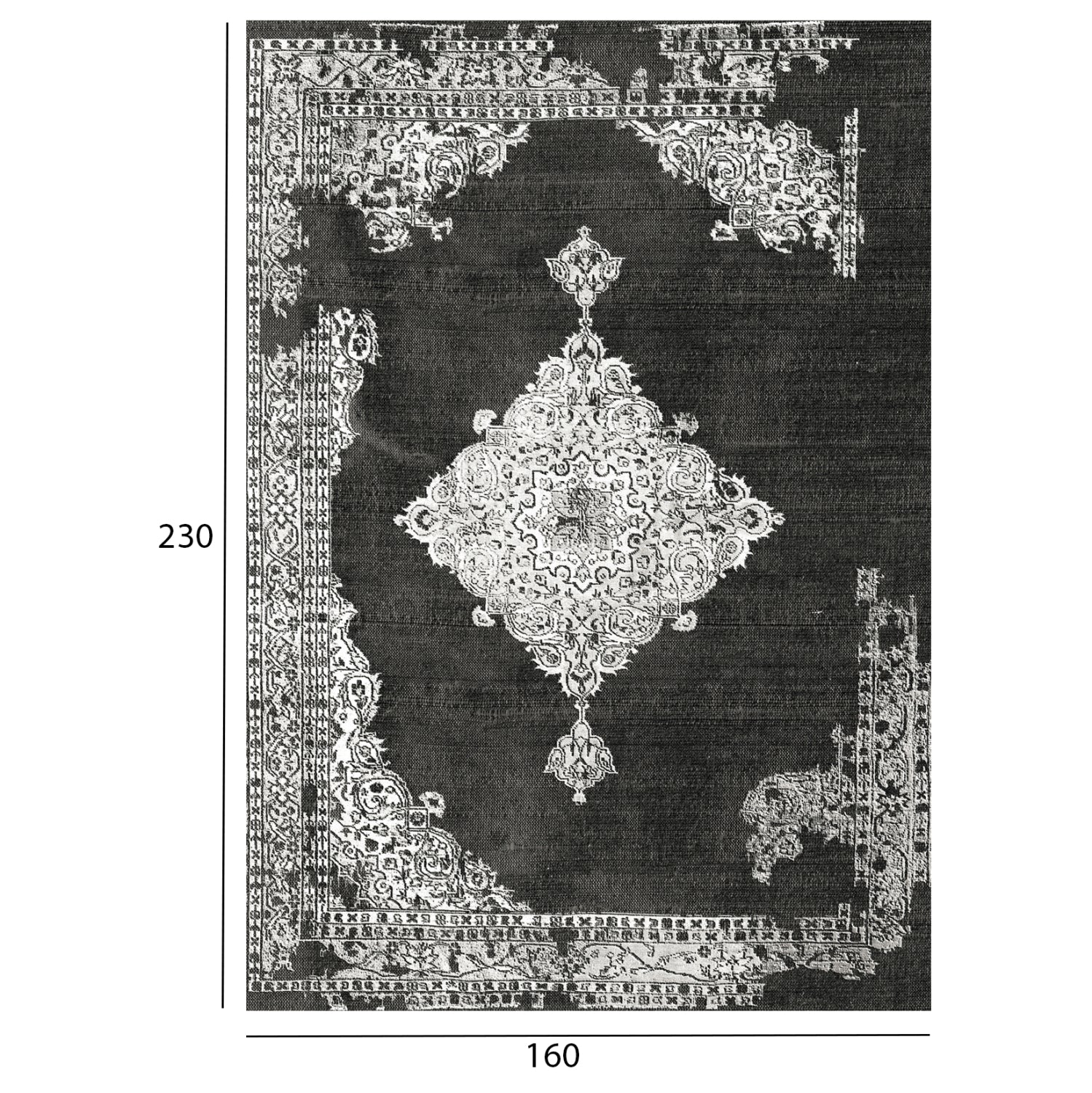 Килим 160х230 -цвят черно-сив