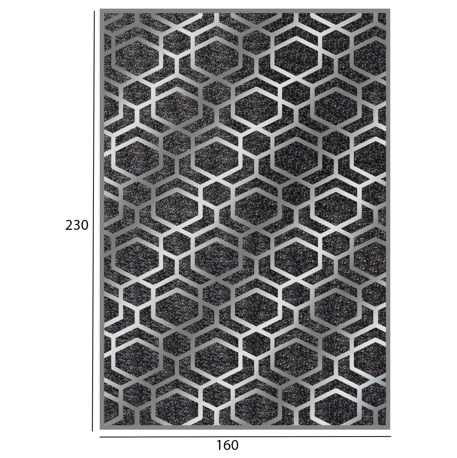 Килим 160х230 -цвят черен-сребрист
