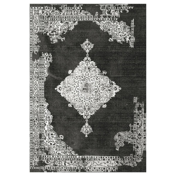 Килим 80х150 -цвят черно-сив