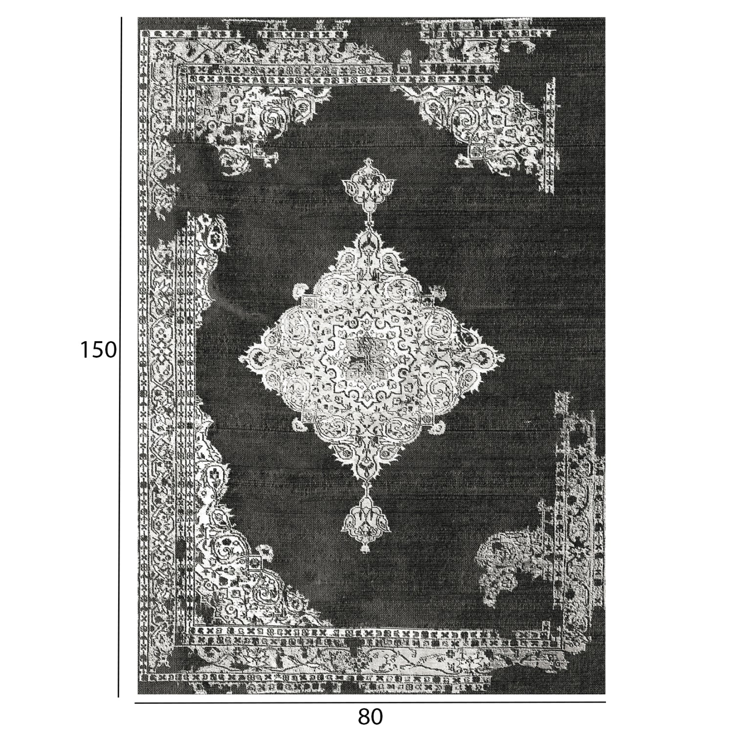Килим 80х150 -цвят черно-сив
