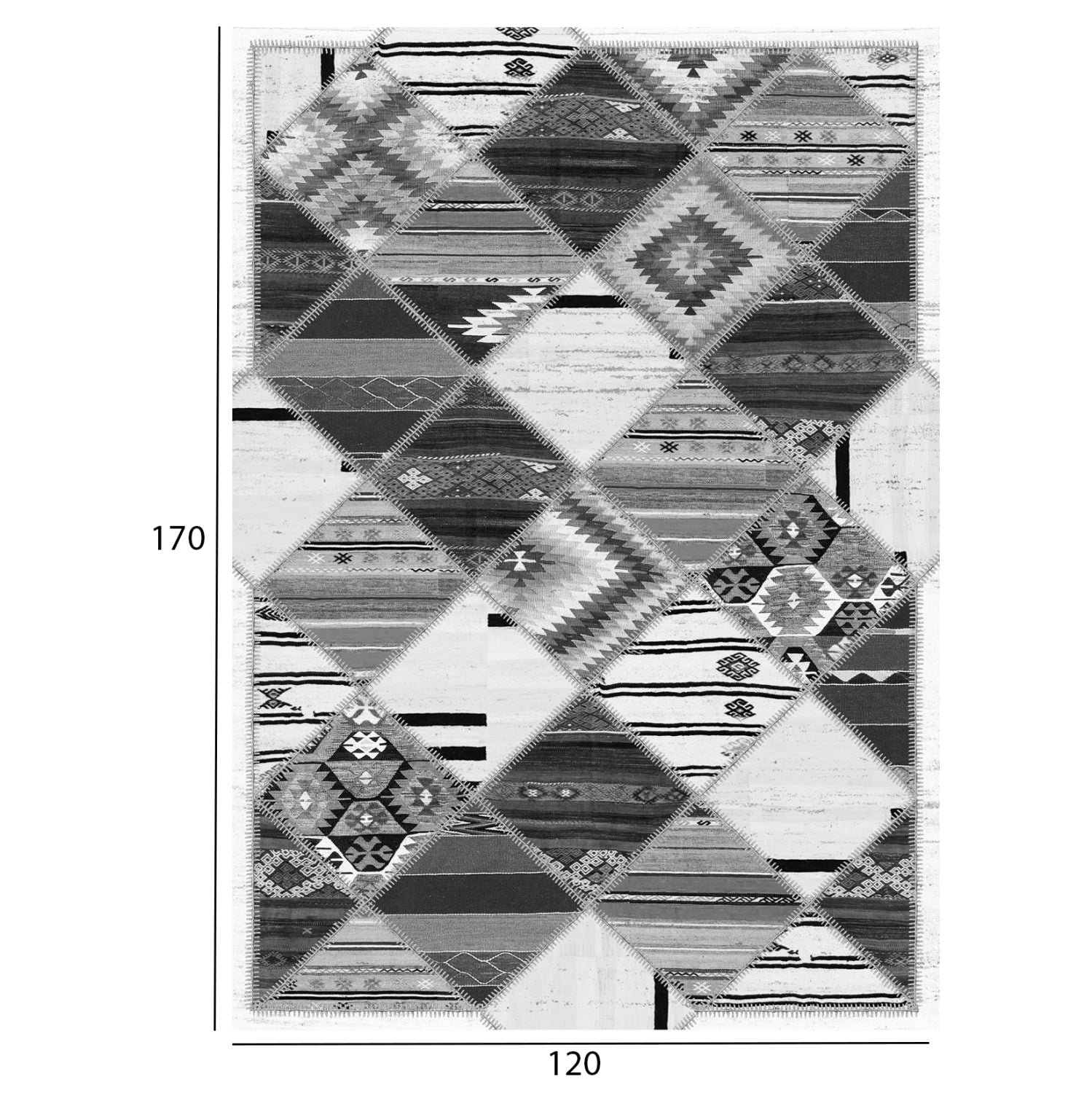 Килим 120х170 -цвят черен-сив