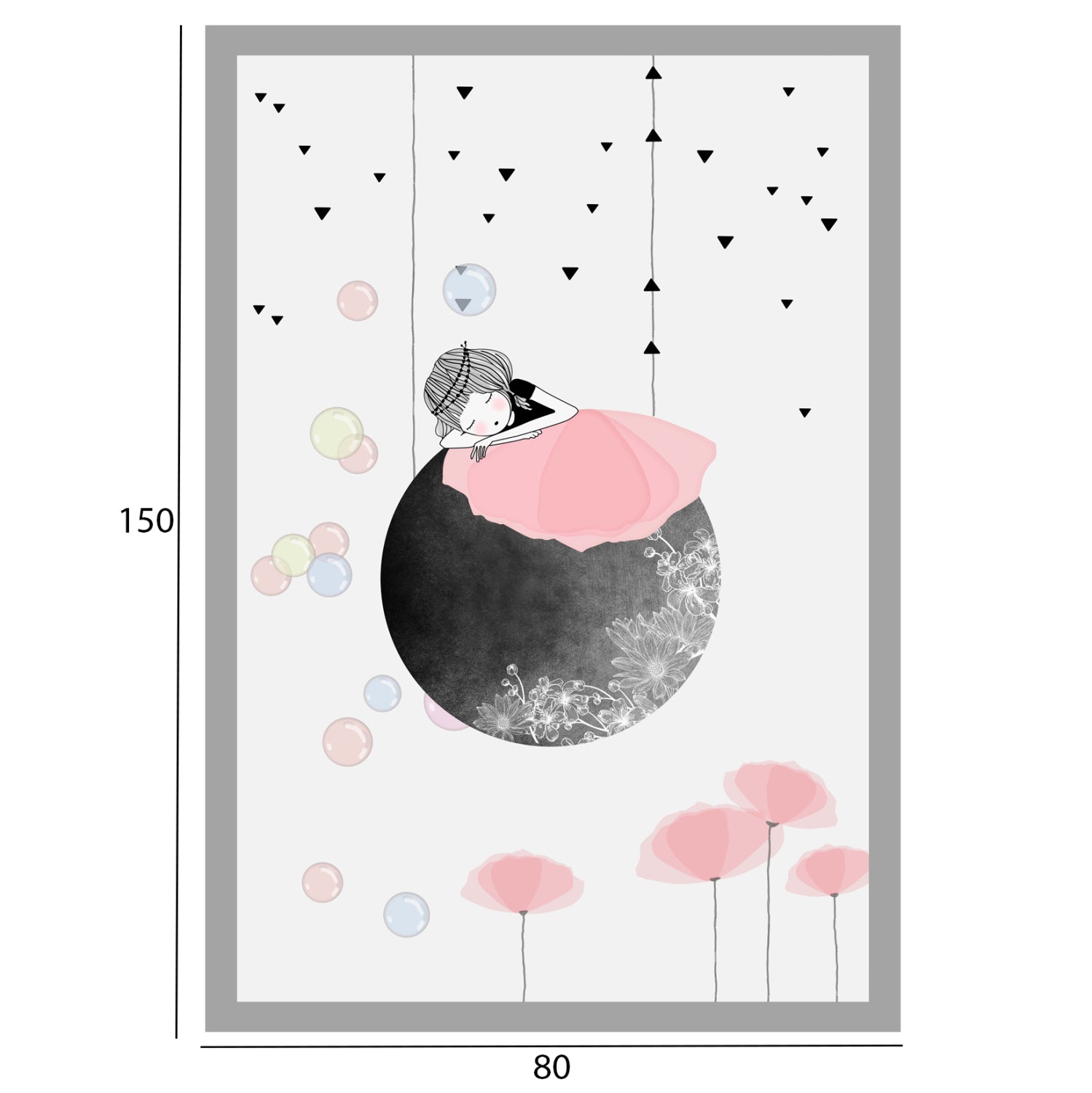 Детски килим Хели бял-сив-розов цвят 80Χ150см