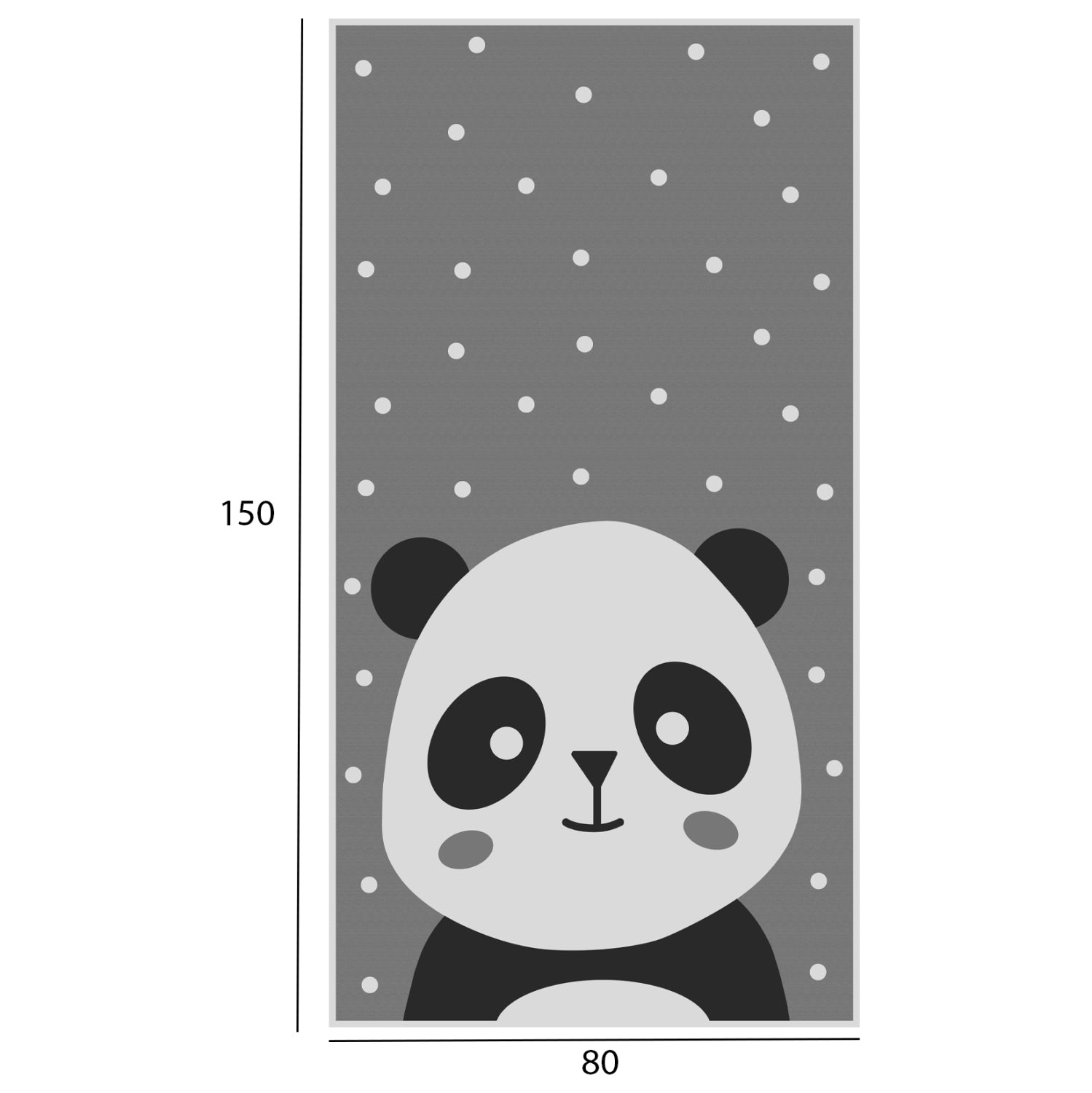 Детски килим  панда серия KIDDER - сив 80x150 см