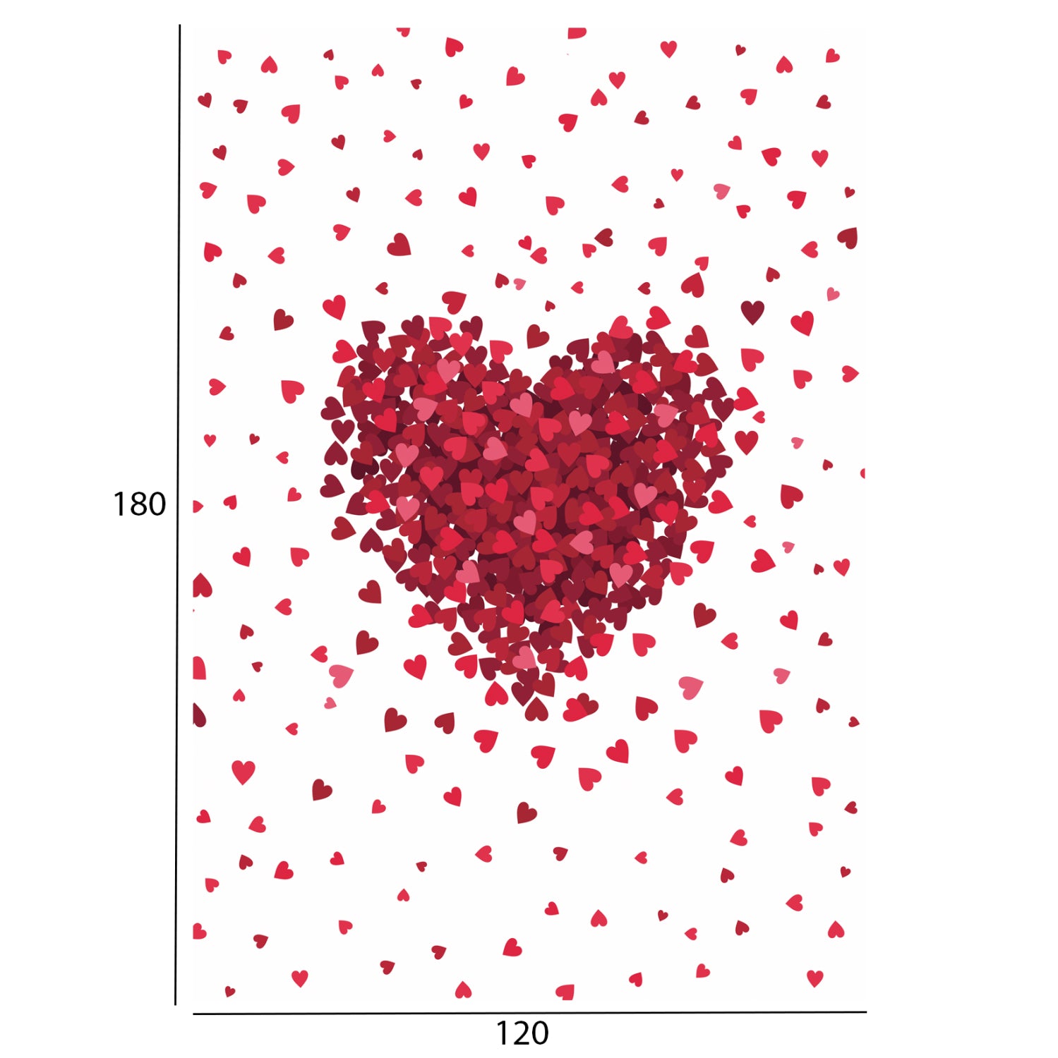 Детски килим Сърце бял-червен цвят 120Χ180 см